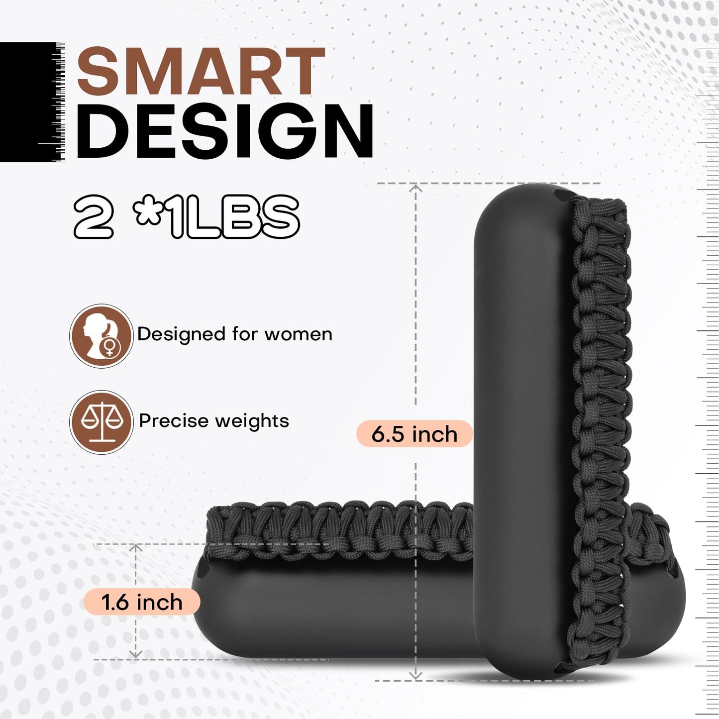 Hikeen Hand Weights Set for Women Men, Soft Dumbbells of 2 (1lb Each), Walking Weight with Hand Strap for Aerobics, Jogging, Running(Black,2lb sets)