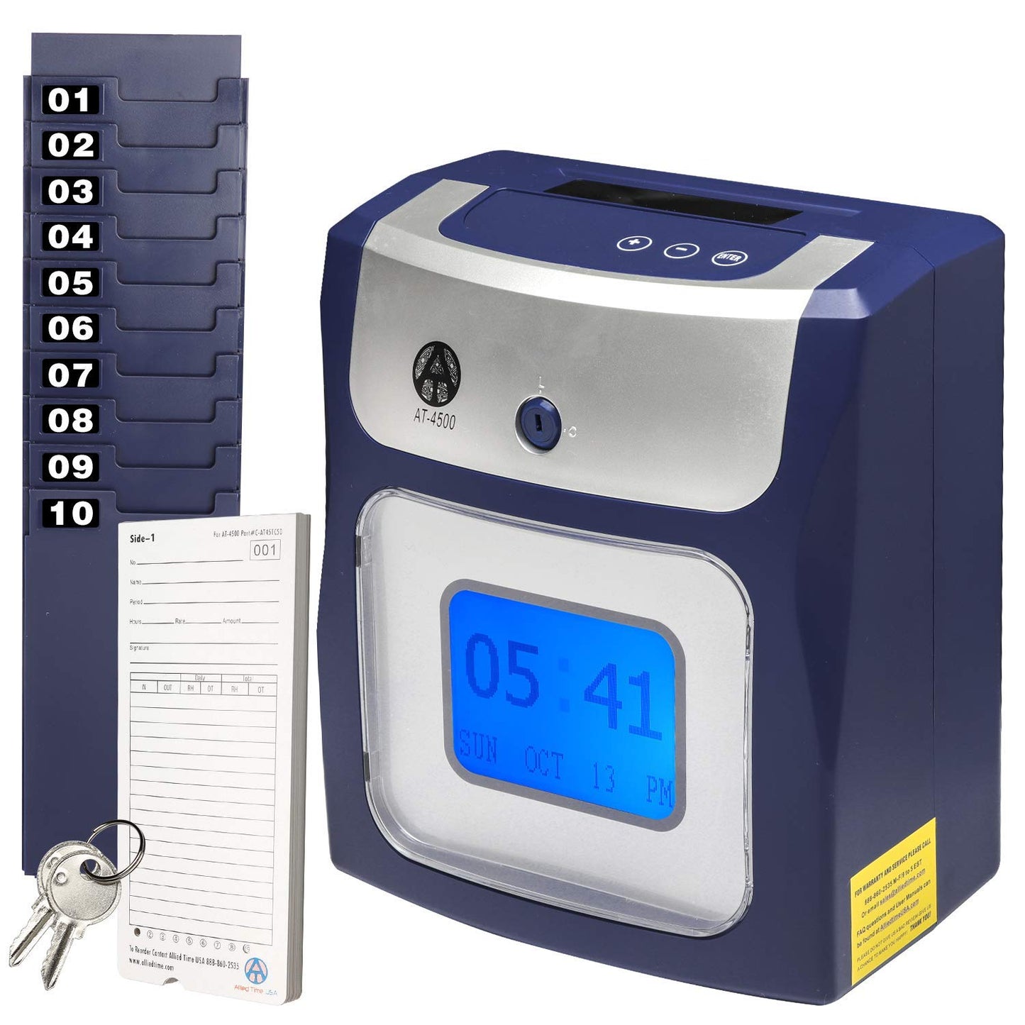 Allied Time USA Calculating AT-4500 Sets up in Minutes - totals Regular and Overtime Hours Worked