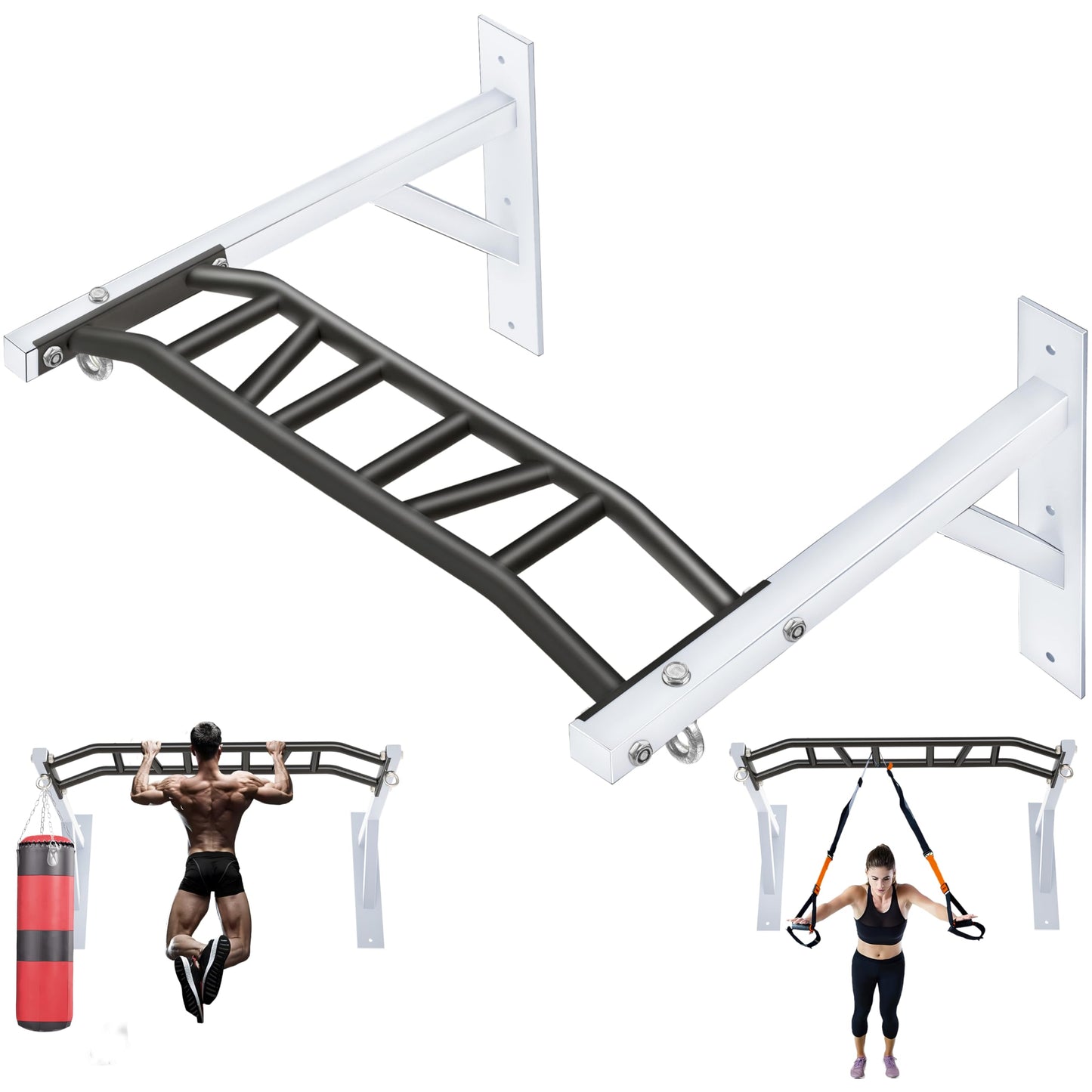 2026 Upgrade Pull Up Bar Wall Mounted,Heavy Duty Multi Grip Chin Up Bar for Strength Training, 600 lbs Capacity, Durable Steel Construction, Perfect for Home and Garage Workouts
