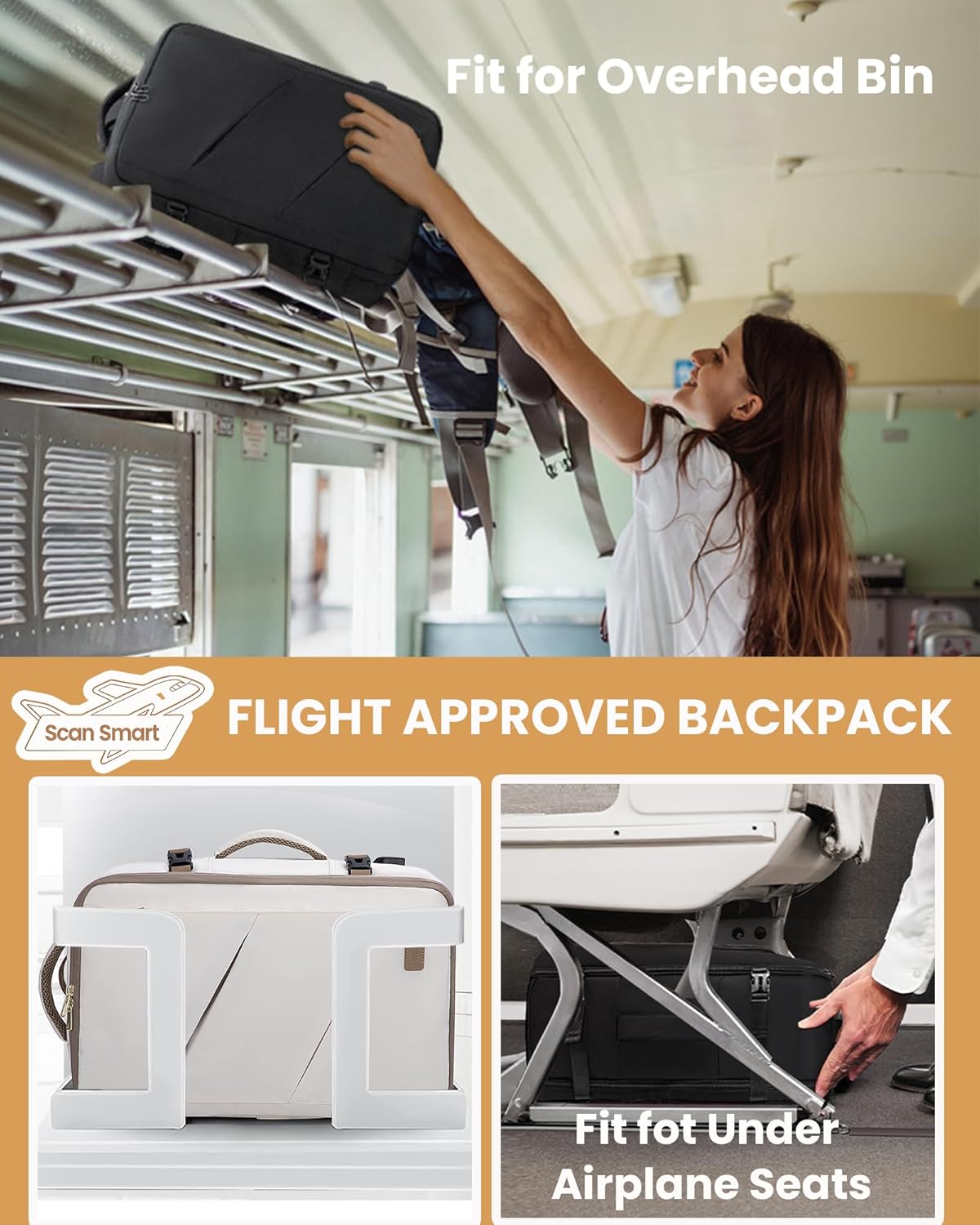 Backpack, 40L 3 Packing Daypack LOVEVOOK Travel Carry on Large Personal Item Travel Bag for Men & Women Flight Approved