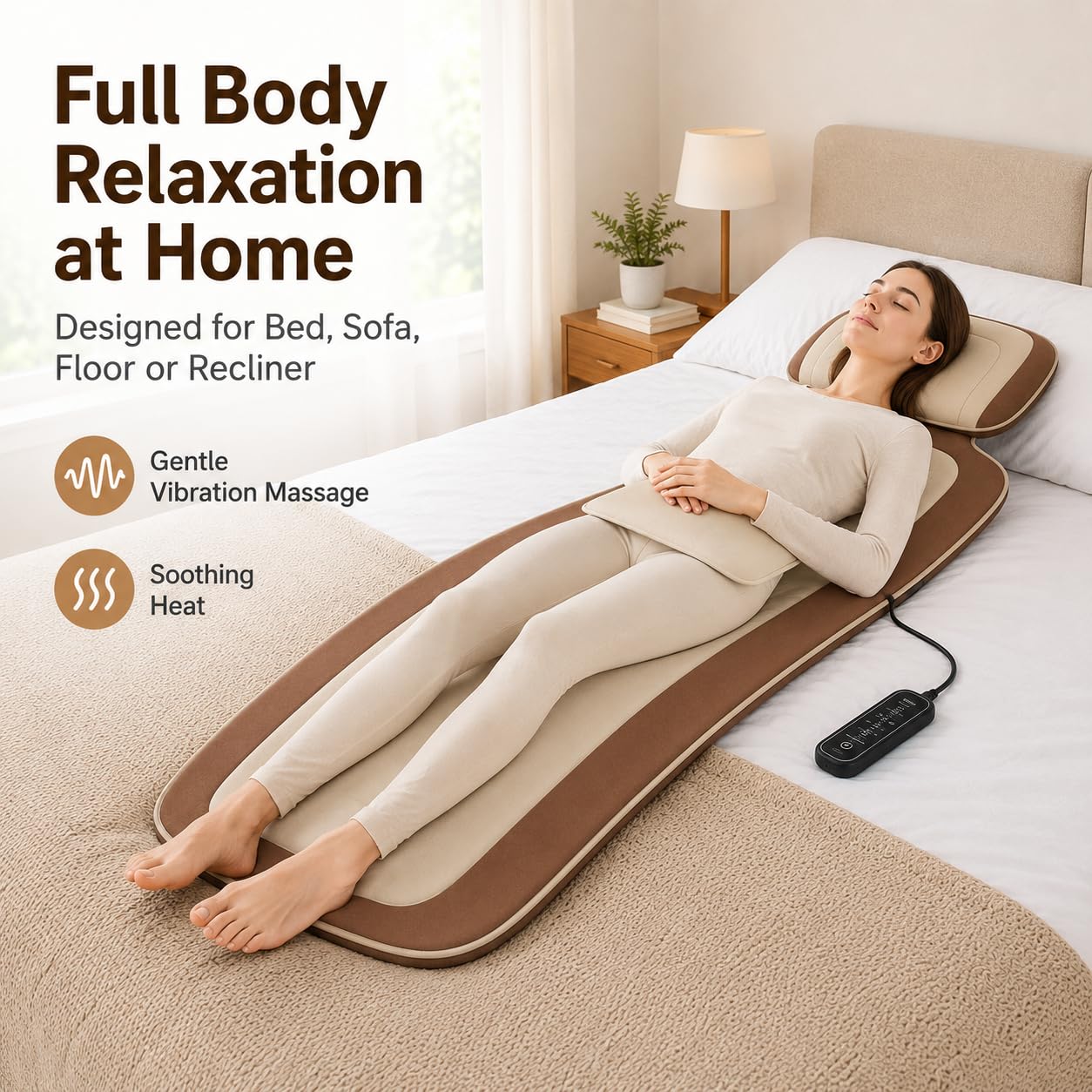 Full Body Massage Mat with Heat, Back Massager for recliner with Lumbar Support, Heating & Vibration, Massage Chair Pad for Seniors, Office Workers & Family, Fatigue & Pain Relief in Office, Home
