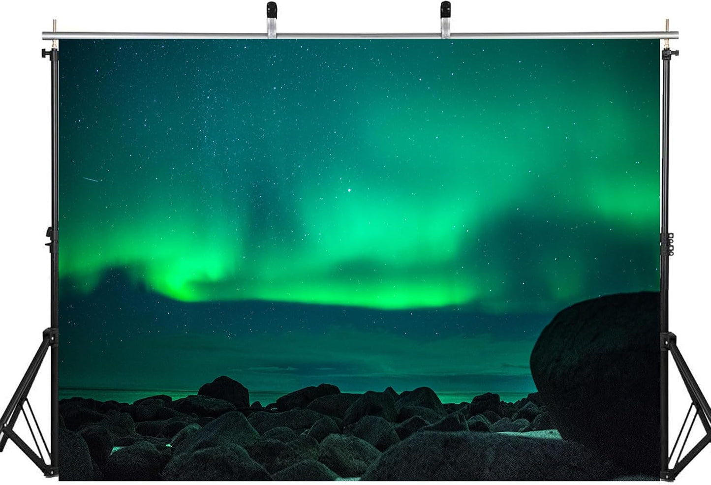LidyMini 10x8ft Fabric Green Northern Lights Backdrop Magical Aurora Borealis Photography Background for Night Sky