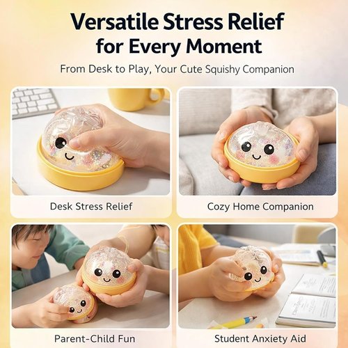 Glitter Dumpling Squishy | 4-Inch Stress Ball Surprise Box | Random 14 Colors | Perfect for Party Favors