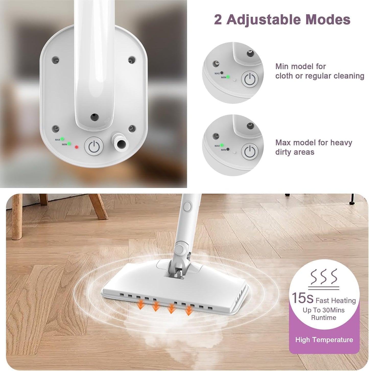 Skiennix 7-in-1 Steam Mop - 1200W Multi-Surface Cleaner with 400ML Tank & 23FT Cord | First Frost