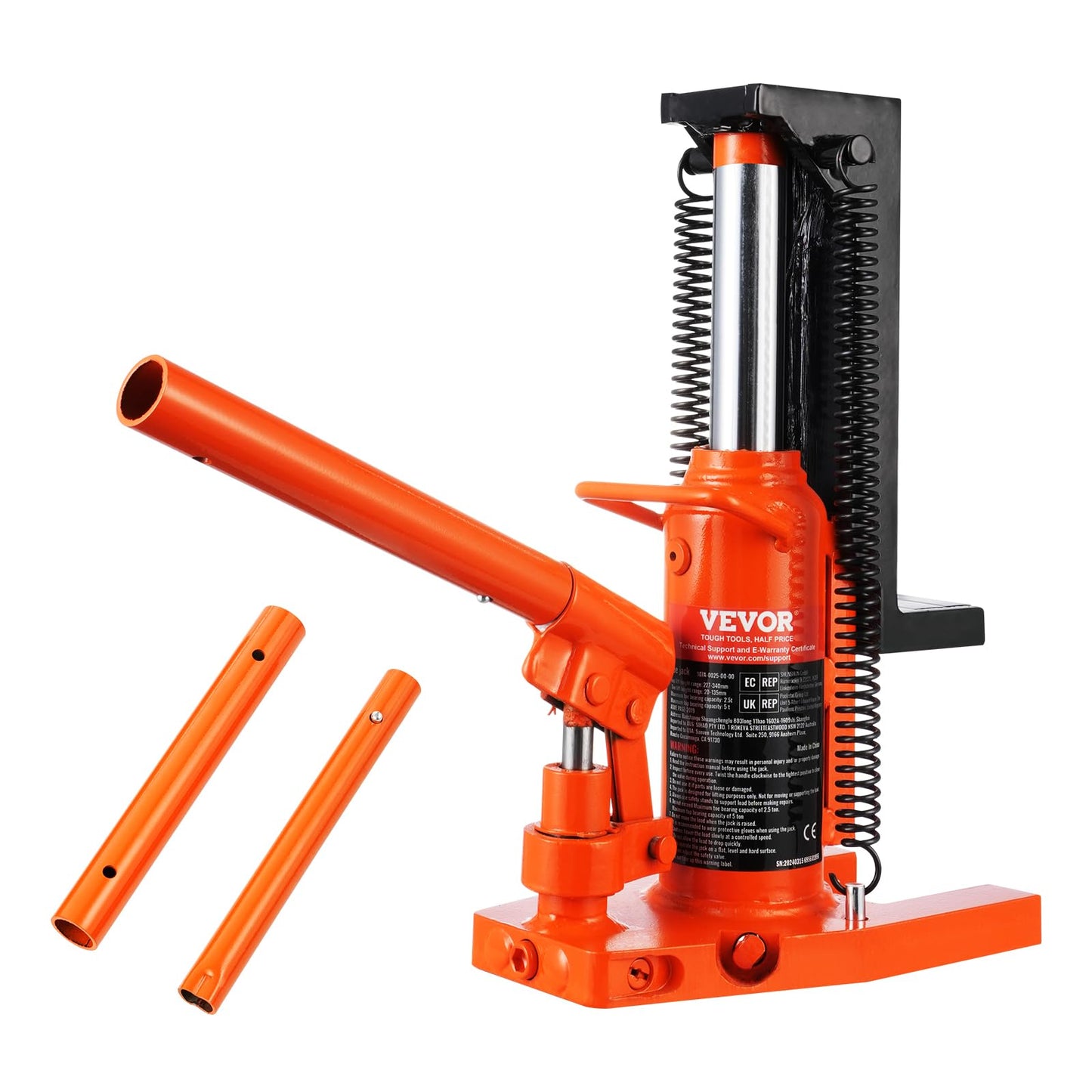 VEVOR Hydraulic Jack, 2.5 Ton Toe Lift, 5 Ton Top Lift, 0.8-5.3 in Toe Height, 8.9-13.4 in Top Height, Air Hydraulic Claw Jack for Machinery, Industry