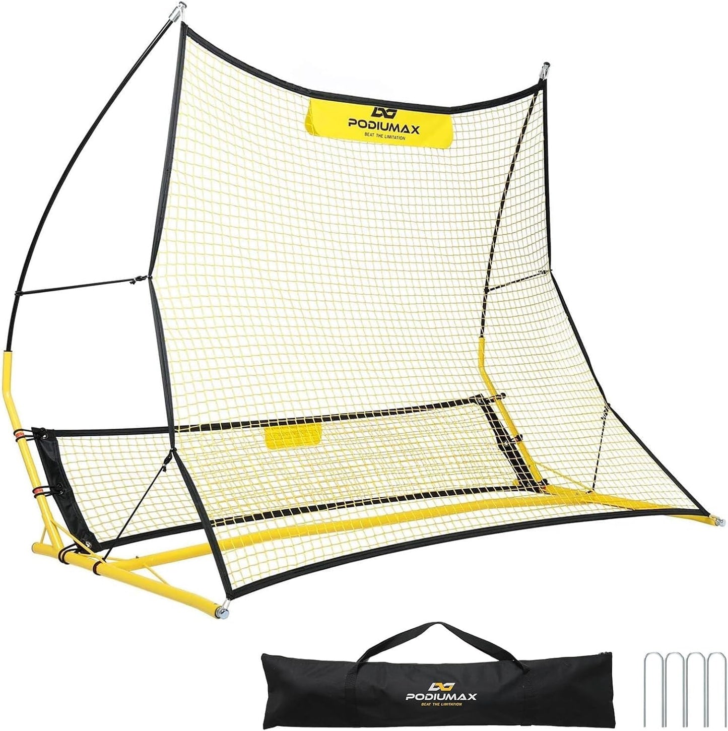 PodiuMax Soccer Rebounder, 6x4.7ft Large Soccer Rebound Net & 6x1.3ft Ground Pass Net, Soccer Bounce Back for Kick Back Trainer & Footwork Training with Carry Bag