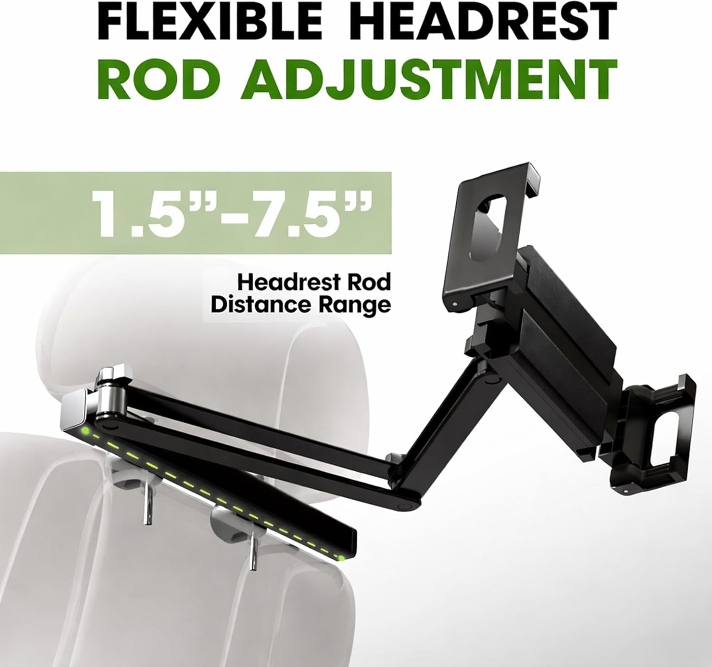 ZIRKA 360 619 Car Headrest Tablet and Phone Holder Adjustable Back Seat Mount for iPad, iPhone, Samsung Heavy Duty