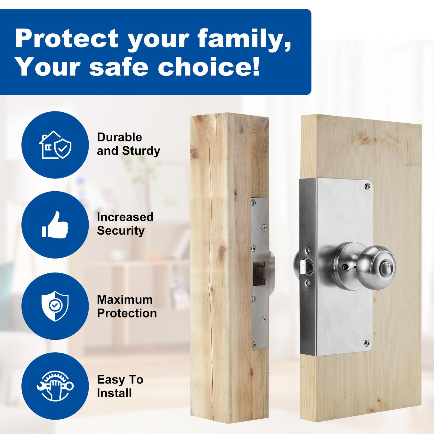 U 9585 Stainless Steel Lock and Door Reinforcement Plate fits 1-3/8" Thick Doors and Includes the U 9476 Security Latch Strike (1-1/4"x 7-7/8")