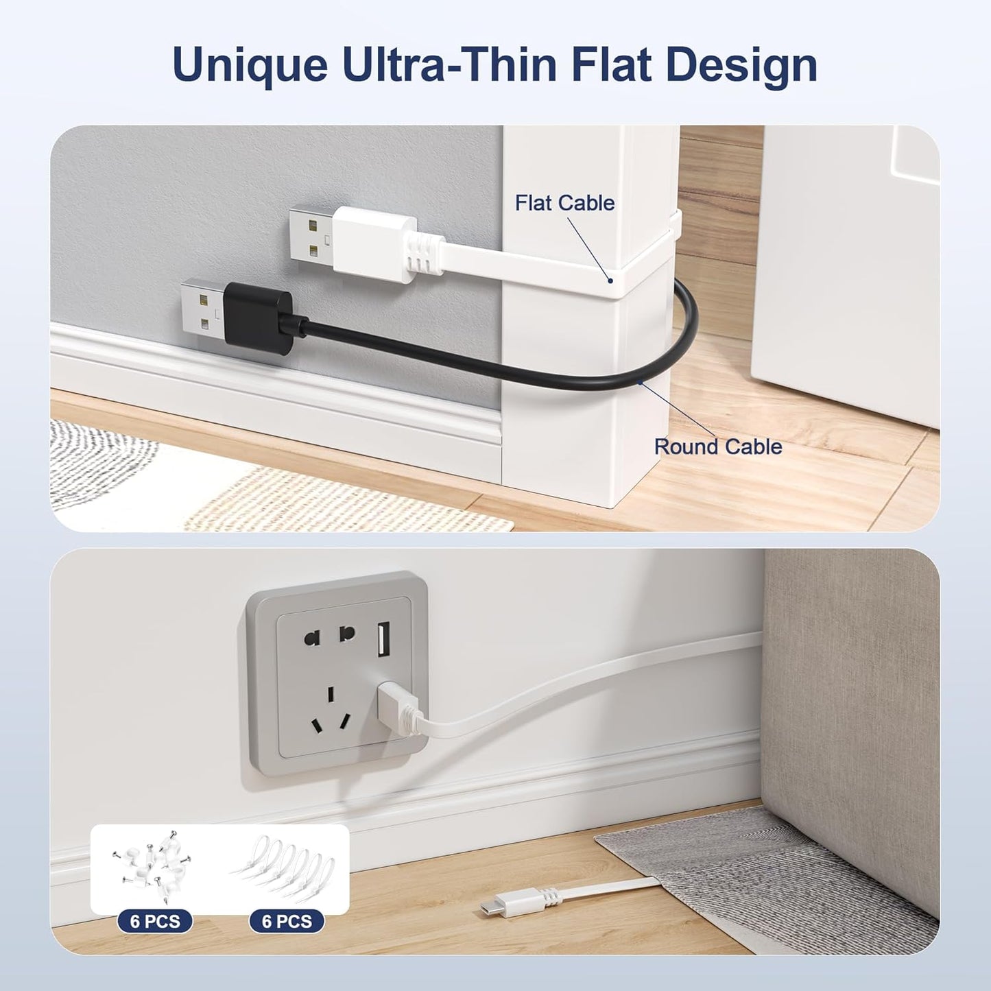16.5FT/5M 2Pack,Extra 2/Outdoor 4,eufy S3 Pro,3C/S300,3/S330,SoloCam S220/C210/S40,EZVIZ,White Itramax Flat USB A