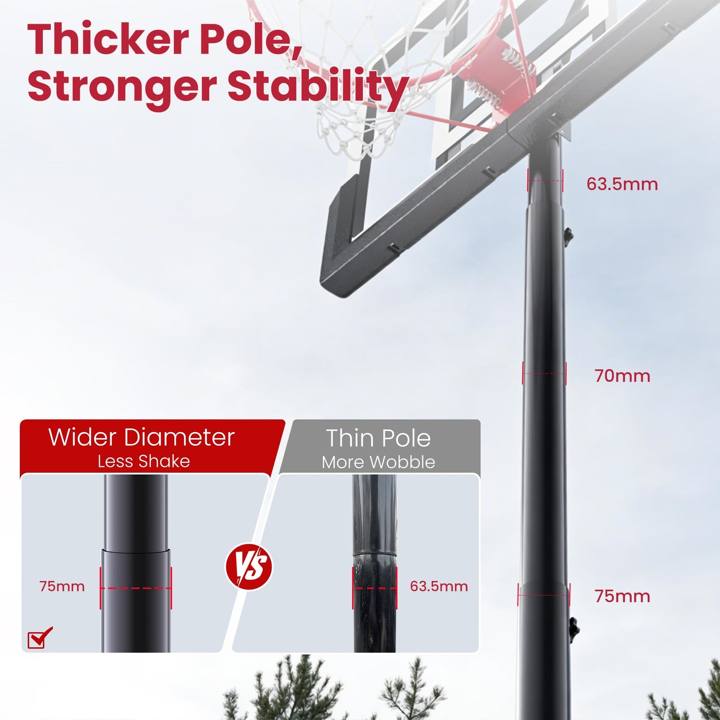 Feelwin Basketball Hoop, Portable Adjustable Height Basketball Goal with Wheels in Driveway, Backyard & Outdoor for Kids Youth and Adults