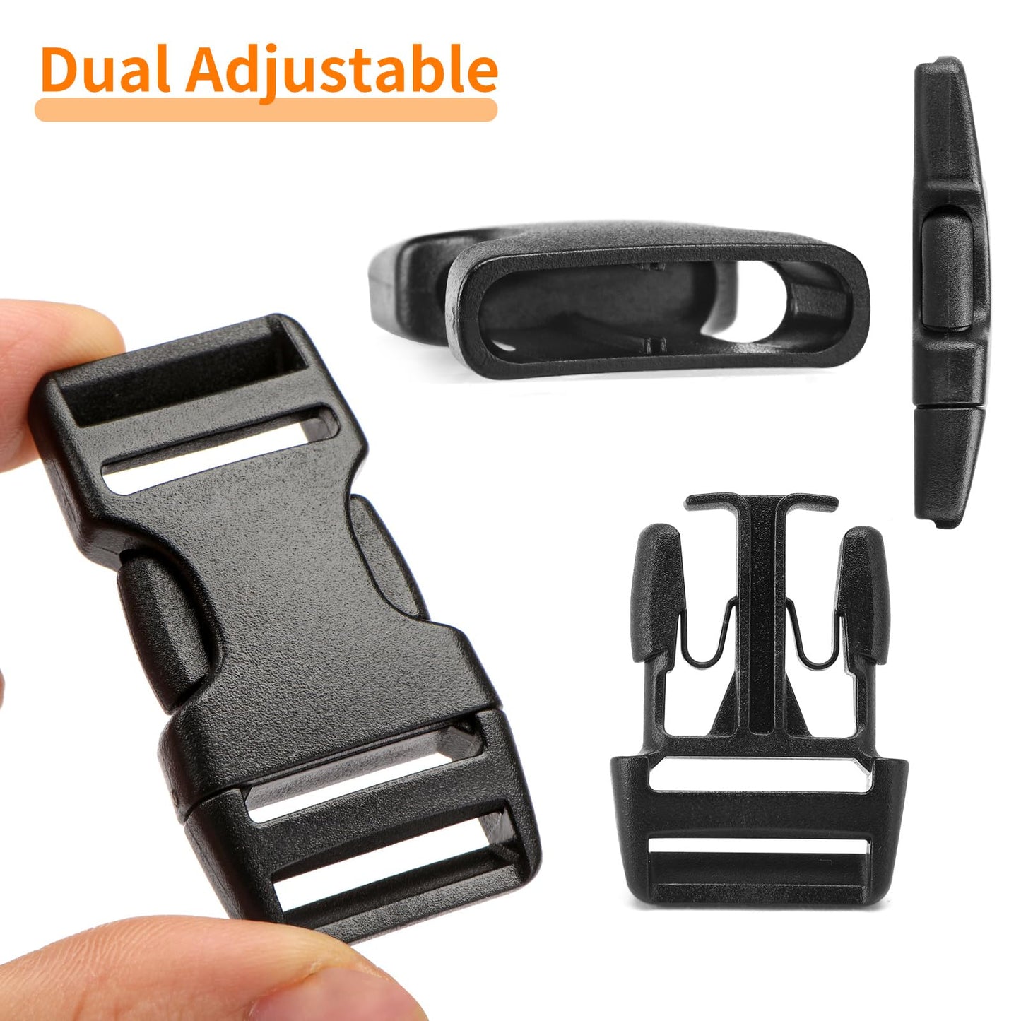BEYOURD 3/4" Buckles and Straps Set: 6 Yards of Thick Nylon Webbing, 6-Pack Quick Side Release Adjustable Plastic Buckles, 12 Tri-Glide Slide Clips(3/4 Inch Combo Set)