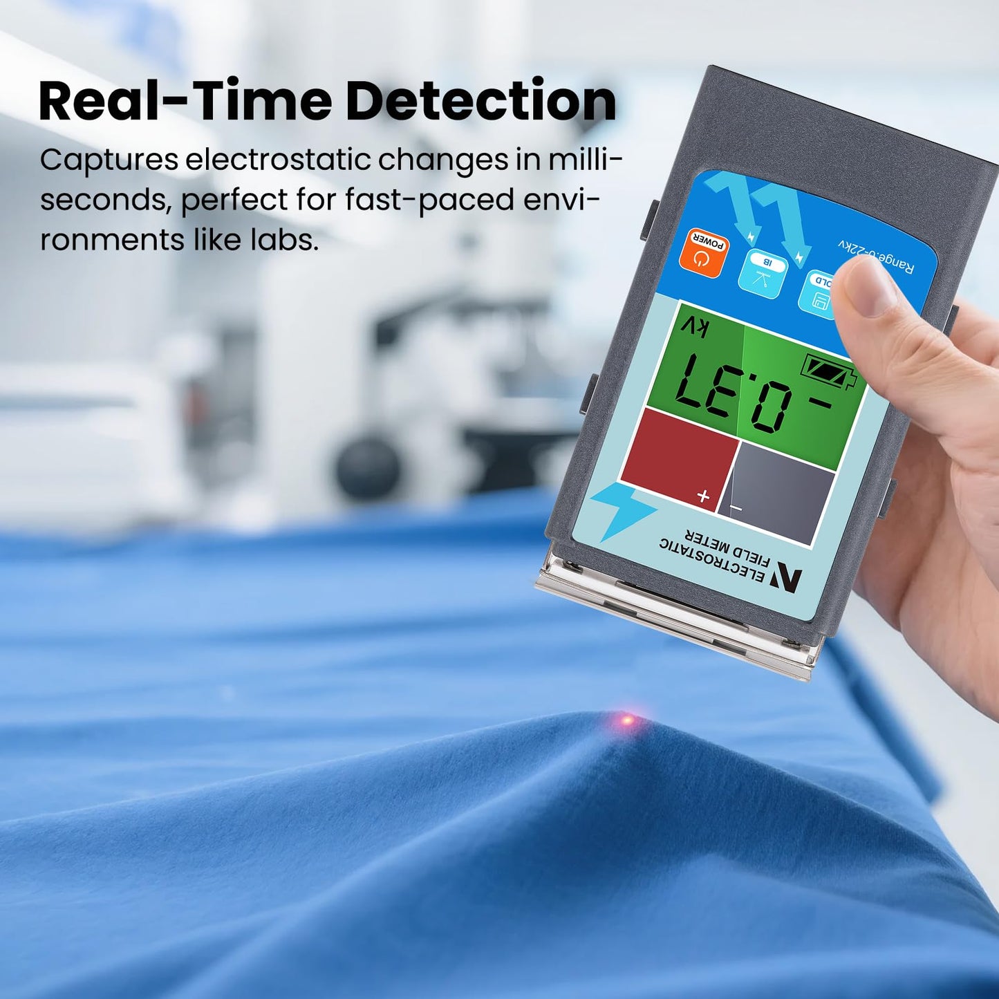 NEWTRY FMX-003 Static Meter 0~20KV Electrostatic Field Meter ESD Test Meter 0~200V Ion Balance Tester for Electronics & Manufacturing & Laboratory