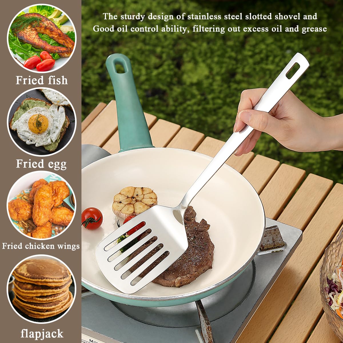 Spatulas And Kitchen Tong Set Of 2, Kyraton Spatula And Cooking Tongs, Stainless Steel Kitchen Utensils Set For Home, Restaurant, Camping, BBQ