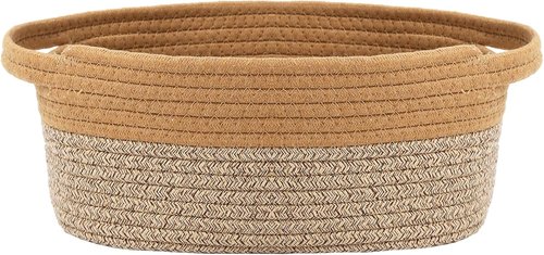 JMvicyroam Woven Basket - Small Rope Storage Bin with Handles | Perfect Organizer for Shelves & Closets