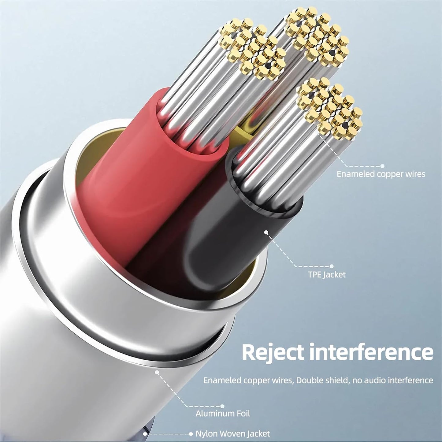3.5mm (3.3ft/1m) Henrety Nylon Braided Aux Cable - Male to Male Audio Auxiliary Cord for Headphones, Car, Home Stereos