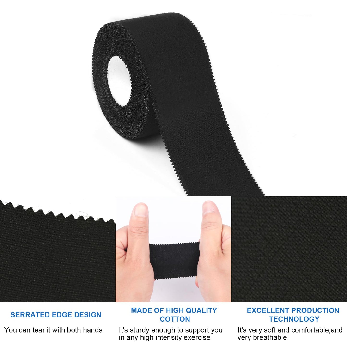 CHMI Athletic Tape,Black Sports Tape (32 Pack), 320 Yards Rolls Very Strong Easy Tear NO Sticky Residue Best Tape for Gymnastics Climbing Bat Injuries Medical (1.5 Inch X 320 Yards).