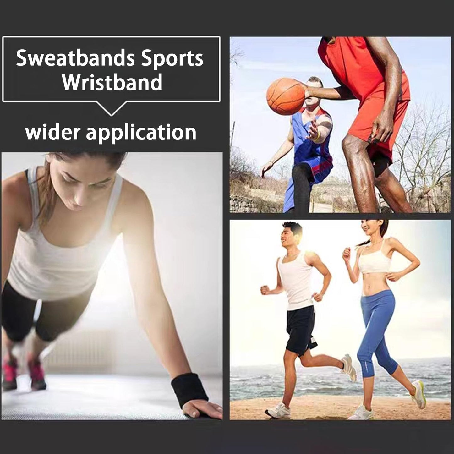 Fecawd 6 Pack Wristbands Sweatbands for Men & Women, Breathable Tennis Wrist Bands Absorbent Sweat Band Multiuse Wristband for Basketball, Running, Gym, Working Out(Black,White,Grey)