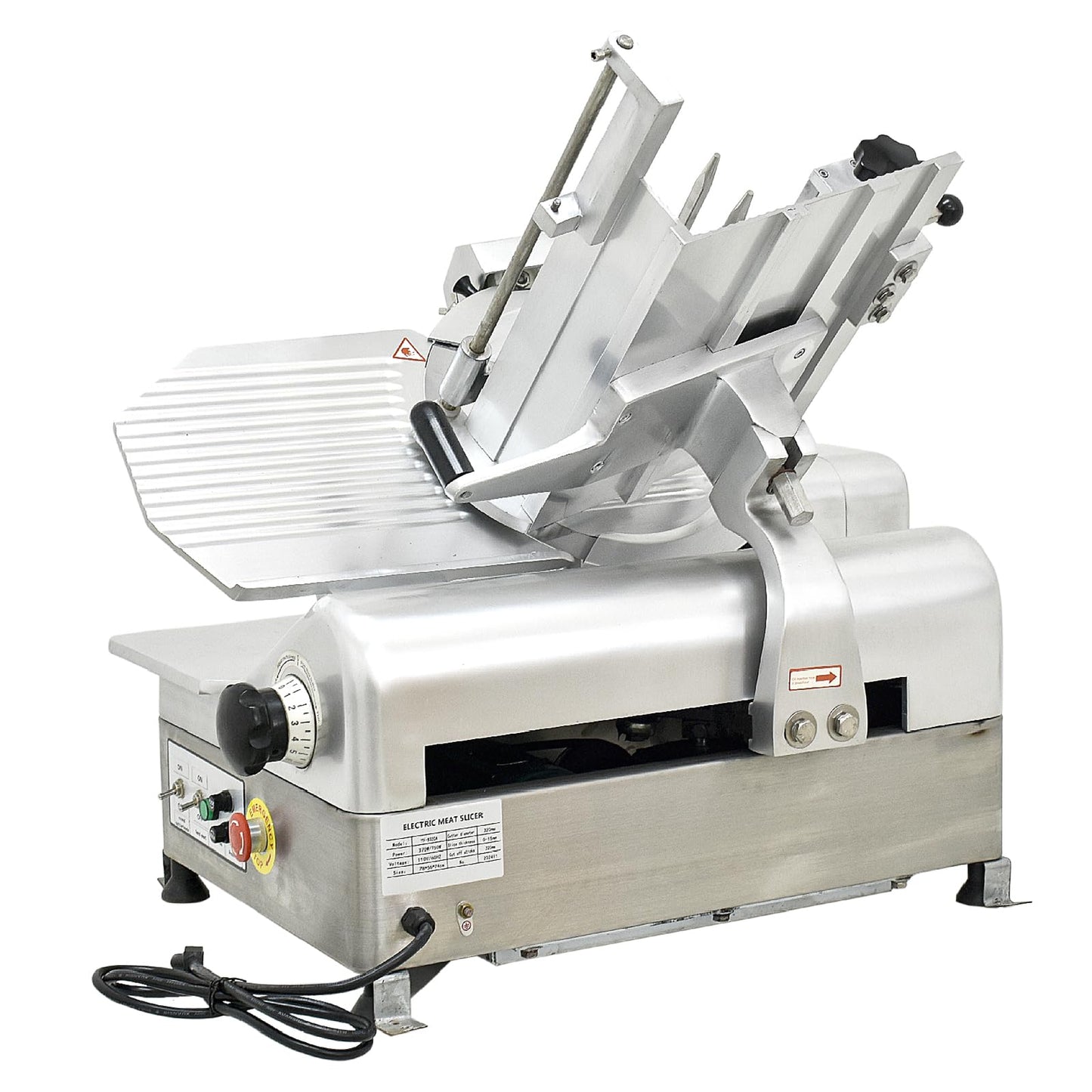 Commercial Meat Slicer, 13 in Electric Food Slicer - Fully-Auto 370W+550W, Stainless Steel, Adjustable Thickness 0-16 mm, Silver, Home & Commercial Use