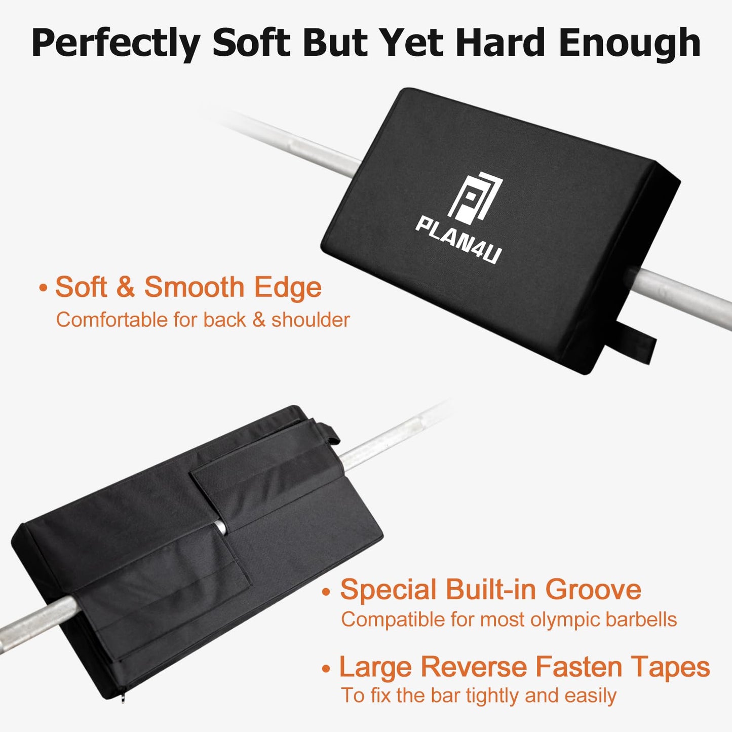 Plan4U Hip Thrust Back Pad for Squat Rack & Olympic Barbell Bar, Bench Press Back Pad, Versatile Space-Saving Workout Tilt-pad for Hip Thrust, Split Squat, Elevated Push-ups Glute Bridge Small