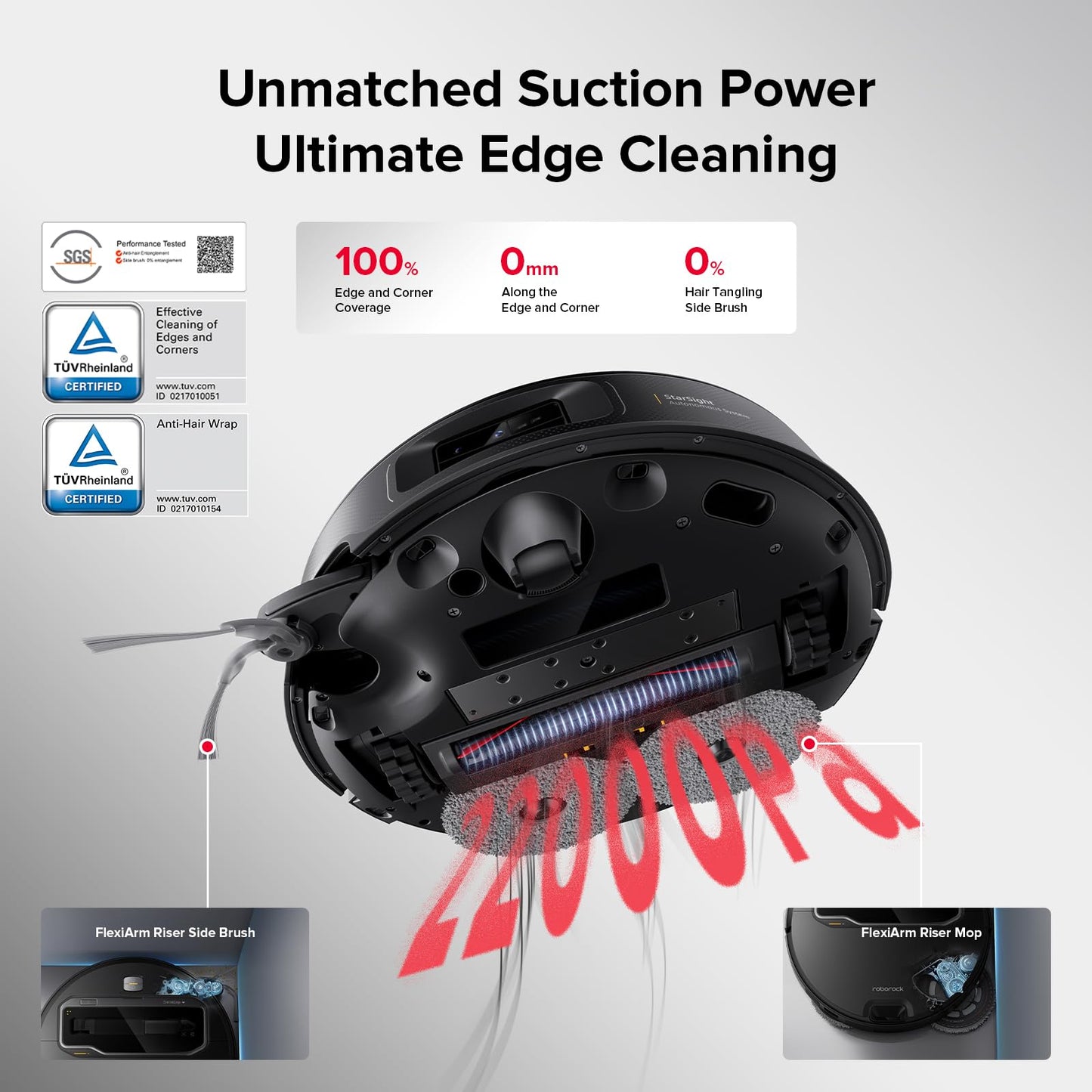 roborock Saros Z70 Robot Vacuum and Mop, OmniGrip Arm, AI-Powered, 22,000Pa Suction, 3.14’’ Ultra Slim, FlexiArm Riser Technology, AdaptiLift Chassis, Obstacle Avoidance, Auto Mop Washing & Drying