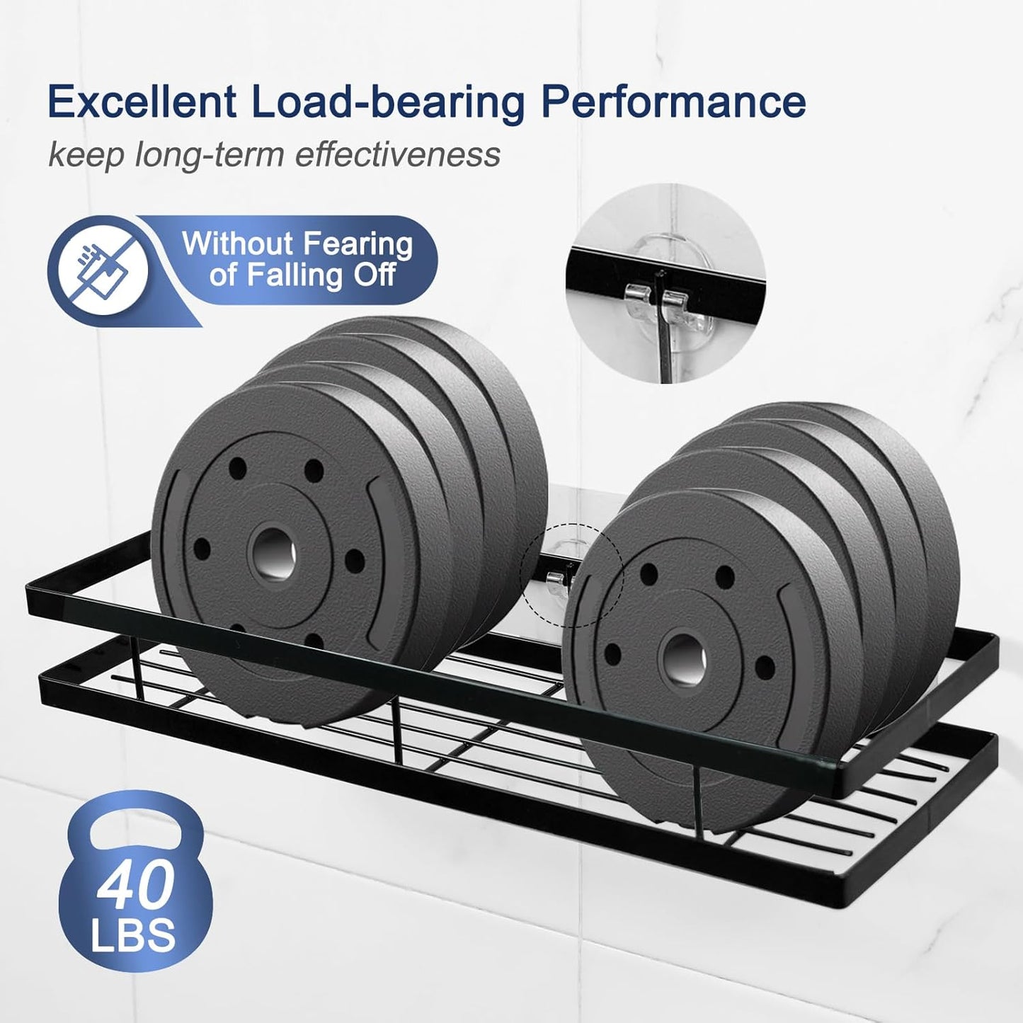 Skiennix Shower Caddy Adhesive Replacement - 4 Pack Strong Hooks for No-Drill Bathroom Storage