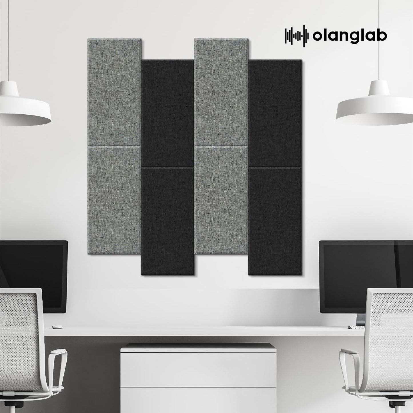 Olanglab Fiberglass Acoustic Wall Panels 4 Pack, 11.8'' x 23.6'' Sound Panels, Fabric Wrapped Sound Proof Panels for Walls (Black)