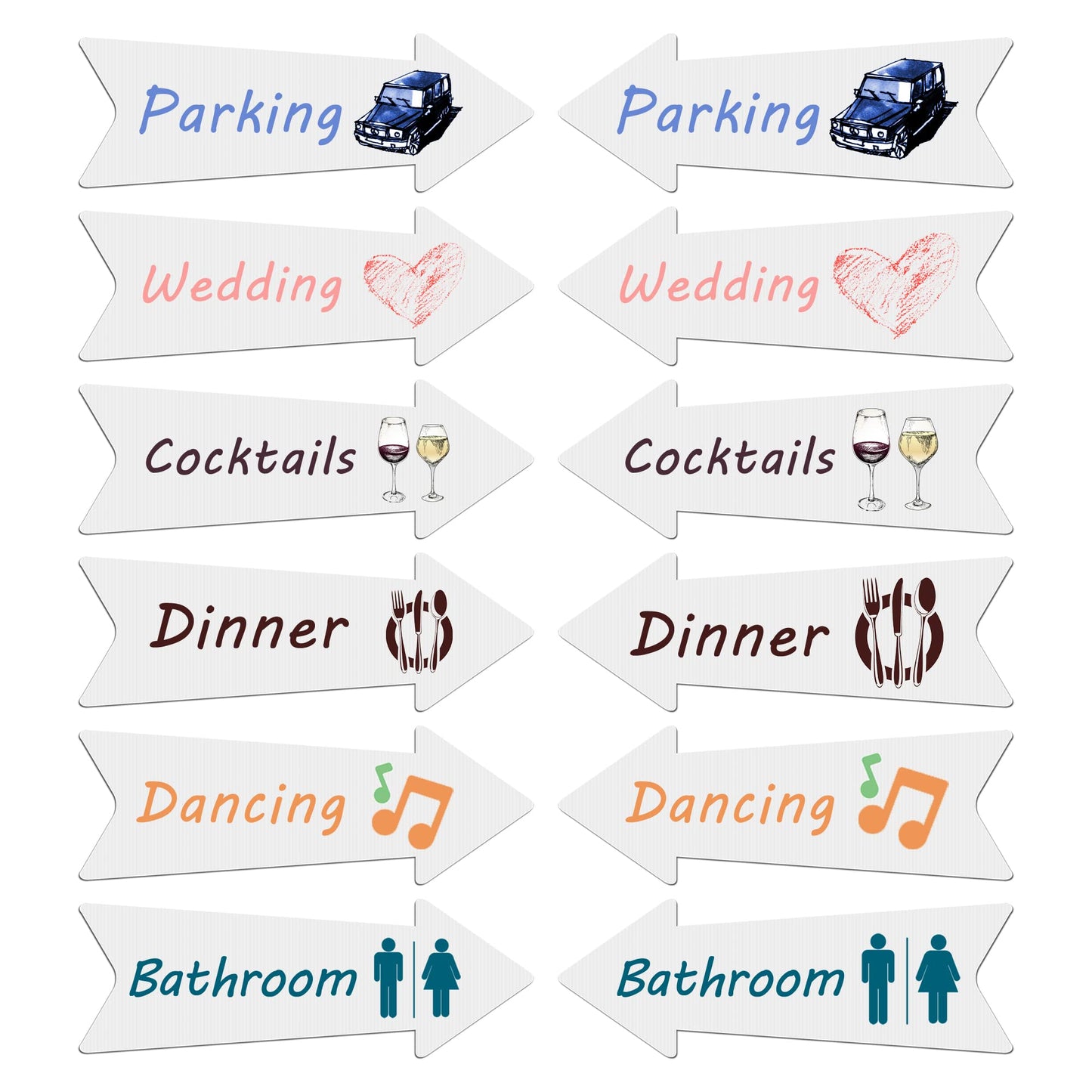 Blank Arrow Signs With Stakes 6 Pack - 17 x 6 Inches Wedding Directional Yard Signs, This Way Arrow Birthday Party Signs