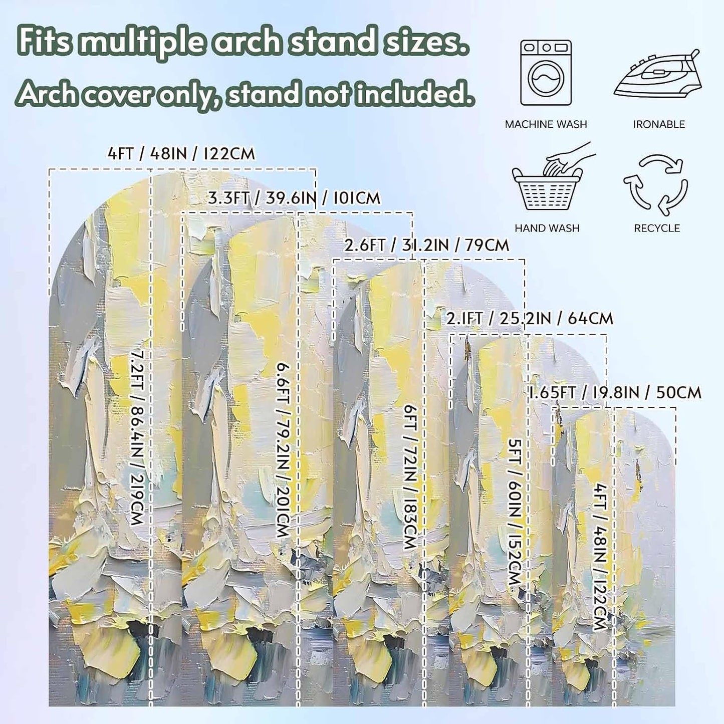 Jnbasdffb 7.2 Abstract Geometric Wedding Arch Cover, Stretchy Spandex Arch Backdrop Stand Covers FT, Simple Yellow Blue