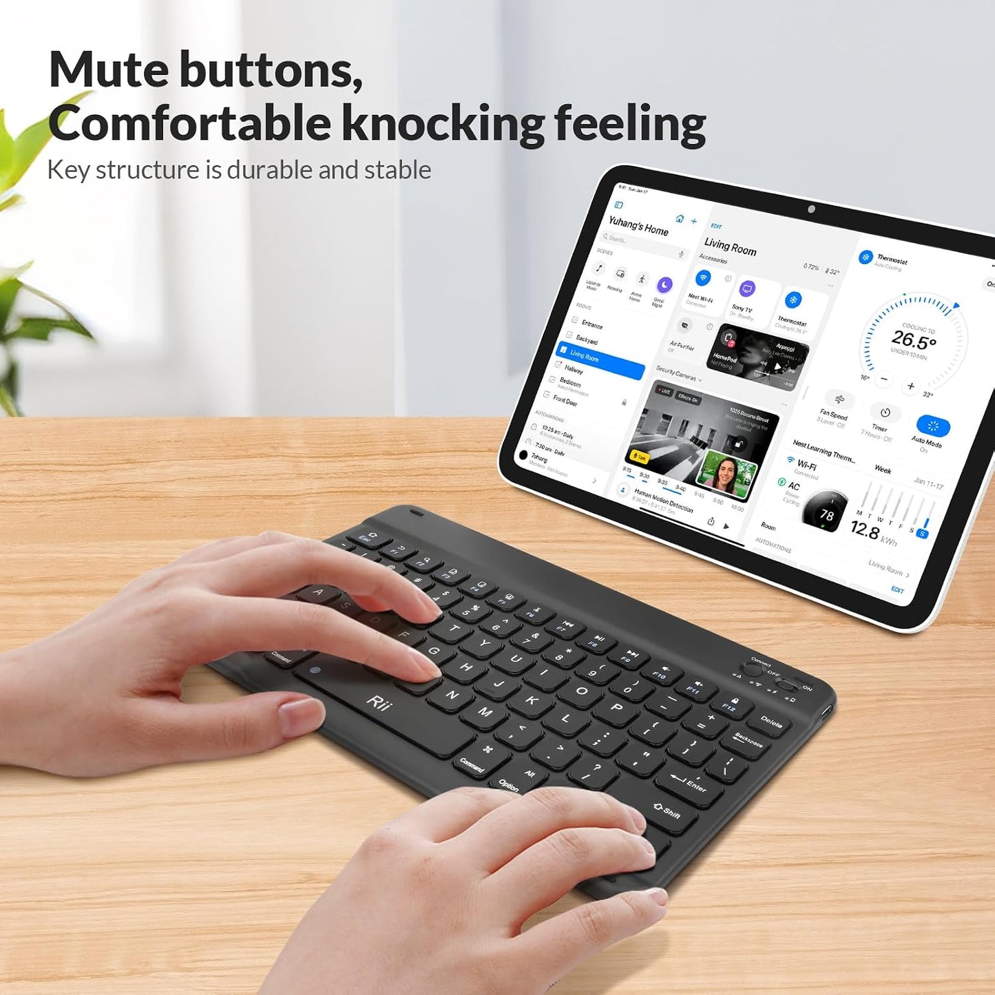 Rii RK302 Ultra-Slim Bluetooth Keyboard for ipad,iPhone,Android,Samsung,Windows,Mac,Linux,Tablet,Laptop, Rechargeable