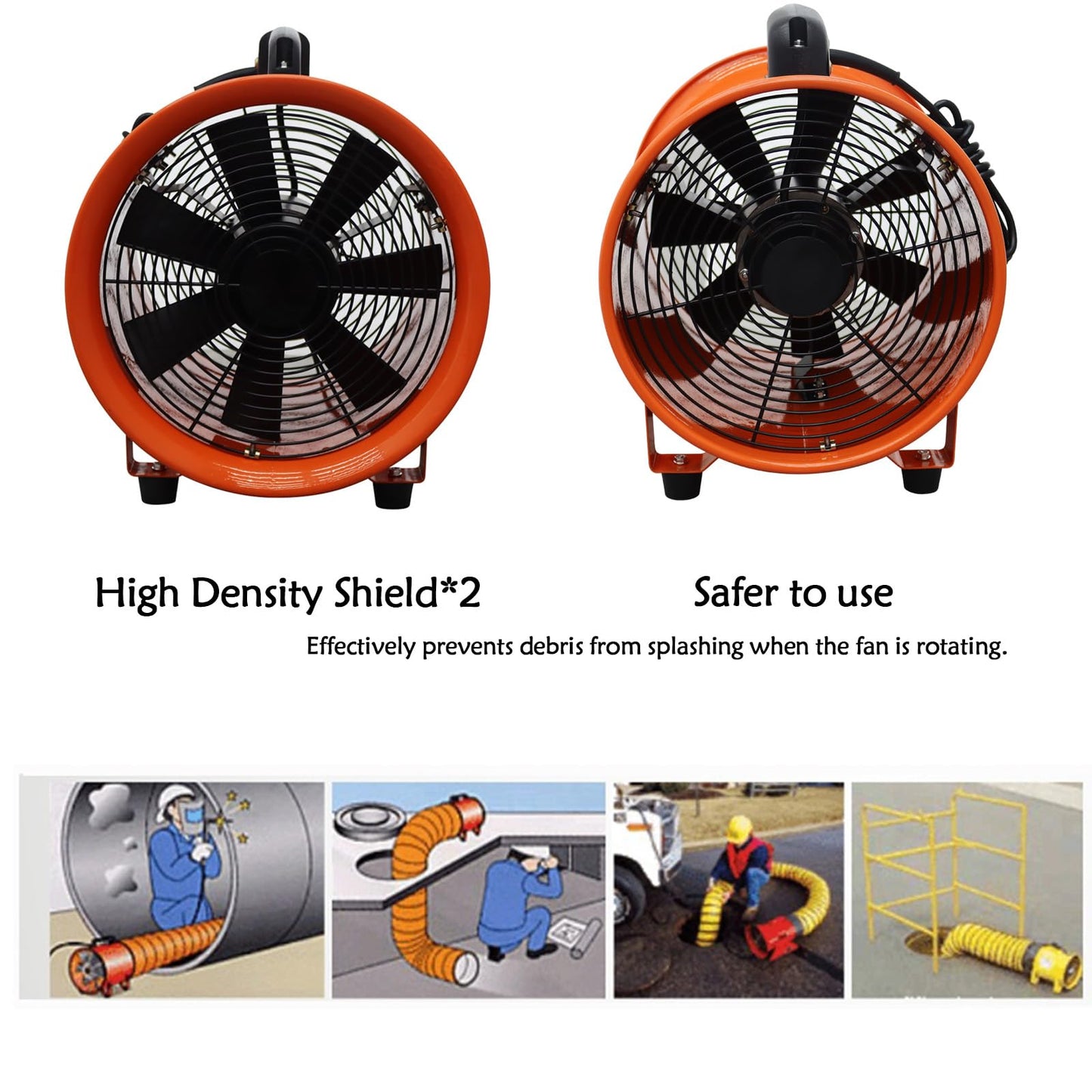 Maisutseb 10-Inch Cylinder Axial Exhaust Fan 110V Paint Booth Portable Ventilation Fan 2000CFM Spray Booth Paint Fumes Blower industrial Exhaust Fan With 16.4ft Duct Hose