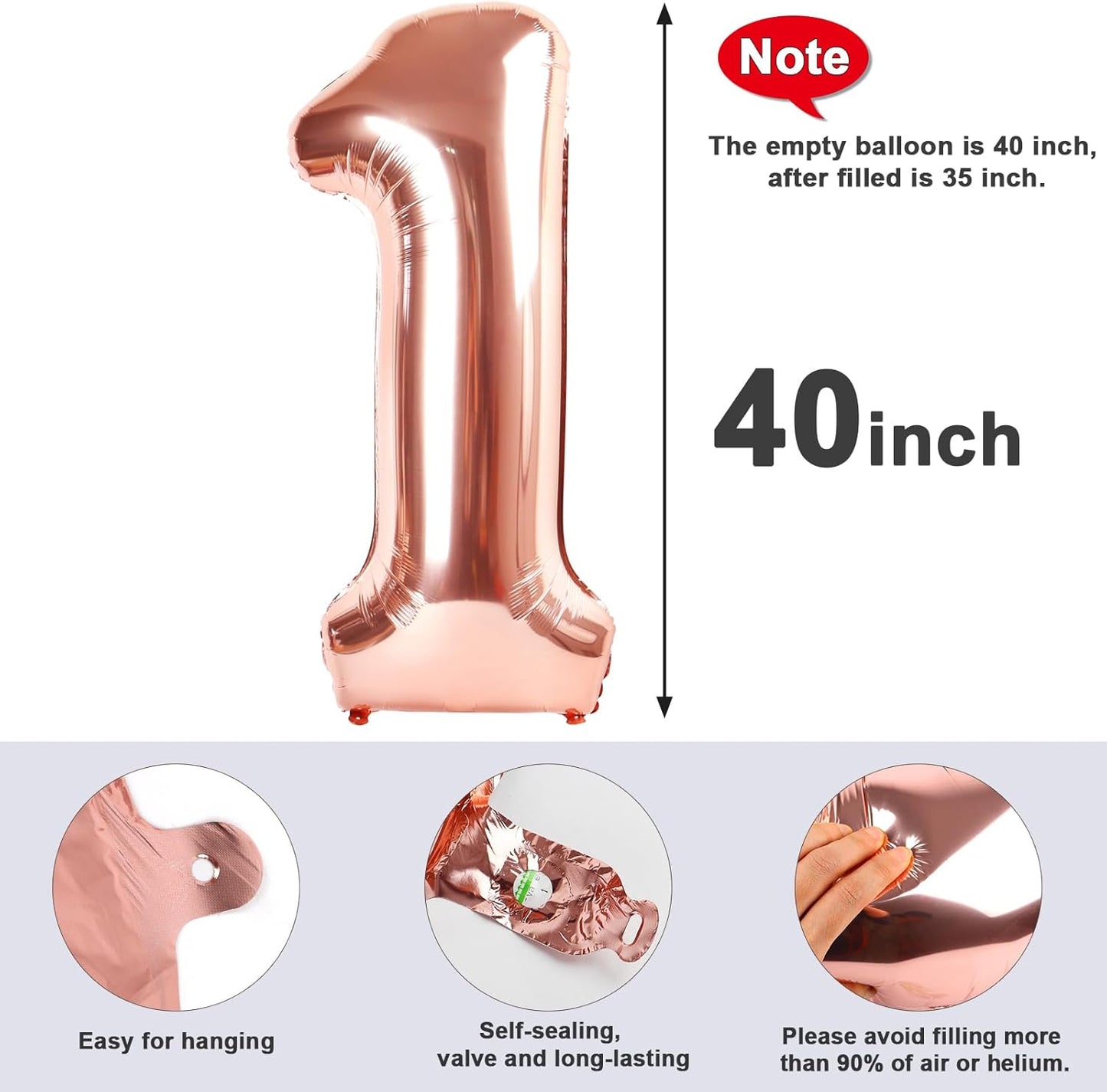 Numbers 40 Balloons - 40 Inch Rose Gold Foil Decorations for 40th Birthday Parties | Perfect for Engagements