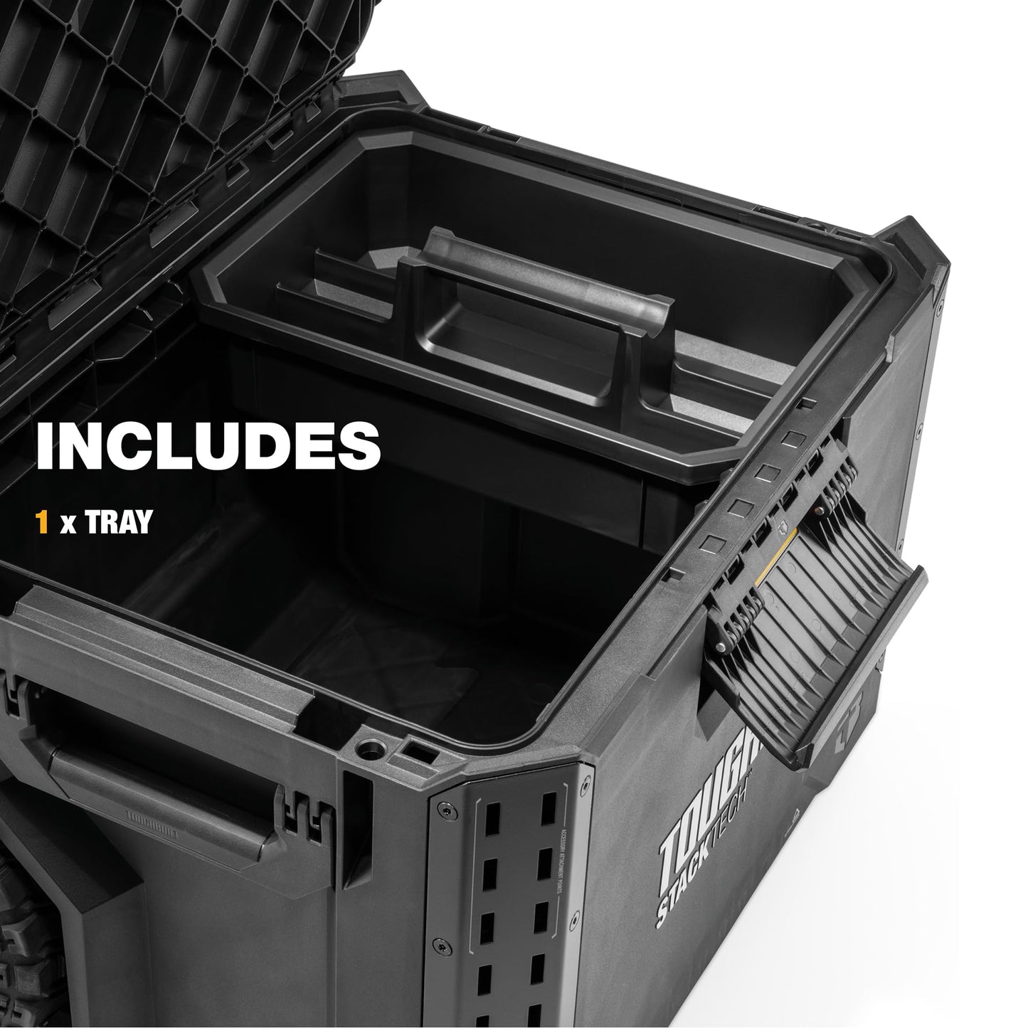 ToughBuilt StackTech Rolling Tool Box, Heavy-Duty Portable Tools Organizer, 250 lb Capacity - Stackable and Waterproof Toolbox Storage System with Lockable Lid and 9-Inch All-Terrain Wheels
