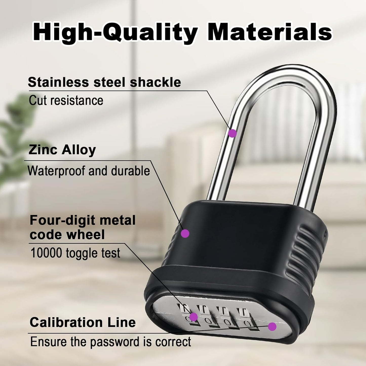 4 Digit Heavy Duty Combination Lock - 105mm Long Shackle Weatherproof Combination Padlock, Outdoor Combo Lock for Storage Units, Gym Lockers, Fence Gates & Shed Doors - Black (2pcs, Long Shackle)