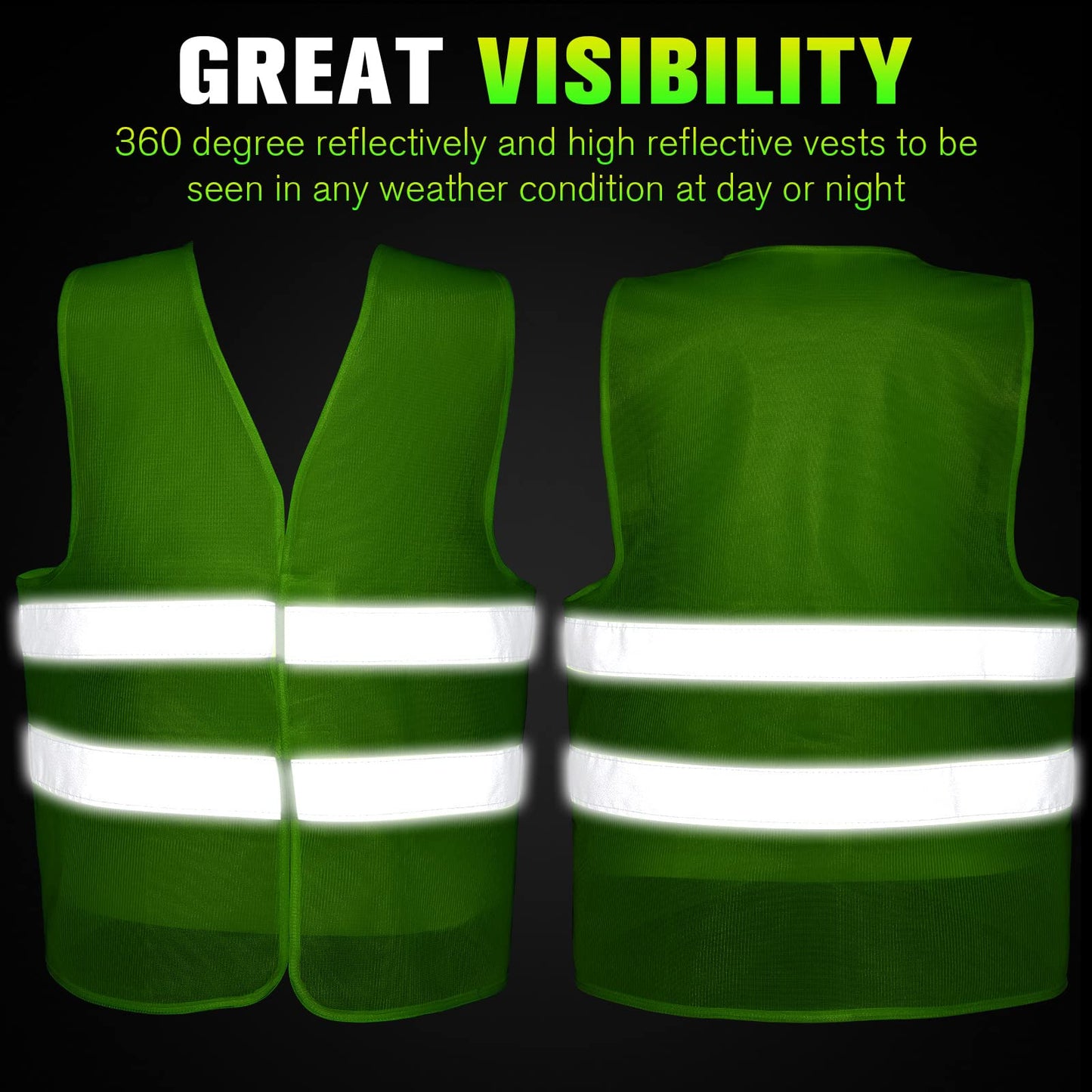 JaGely High Visibility Safety Vest Bulk Reflective Mesh Security Vest for Men Women Work Cycling Runner Neon (100 Pack)