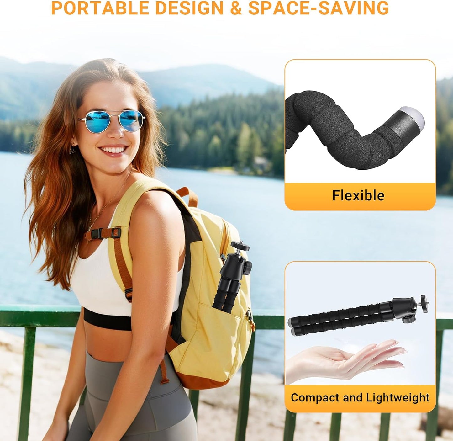 LenTok 360 Flexible Phone Tripod with Zoom Wireless Remote for iPhone Video Recording, Mini Octopus Camera Stand