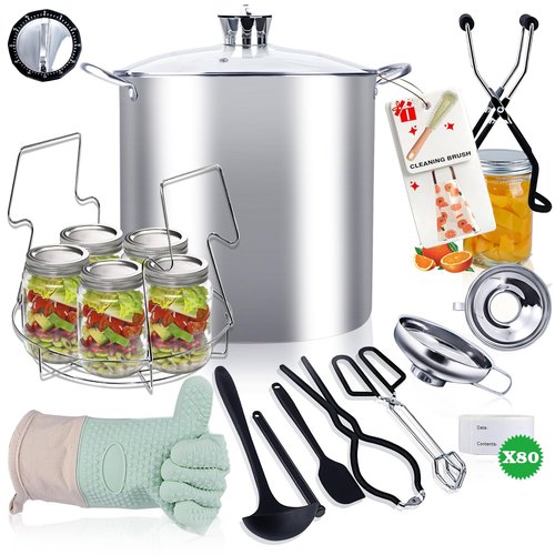 Canning Pot-Canning supplies starter kit, Stainless Steel Canning Tool Kits Set for Beginners, Water bath canner with rack for canning