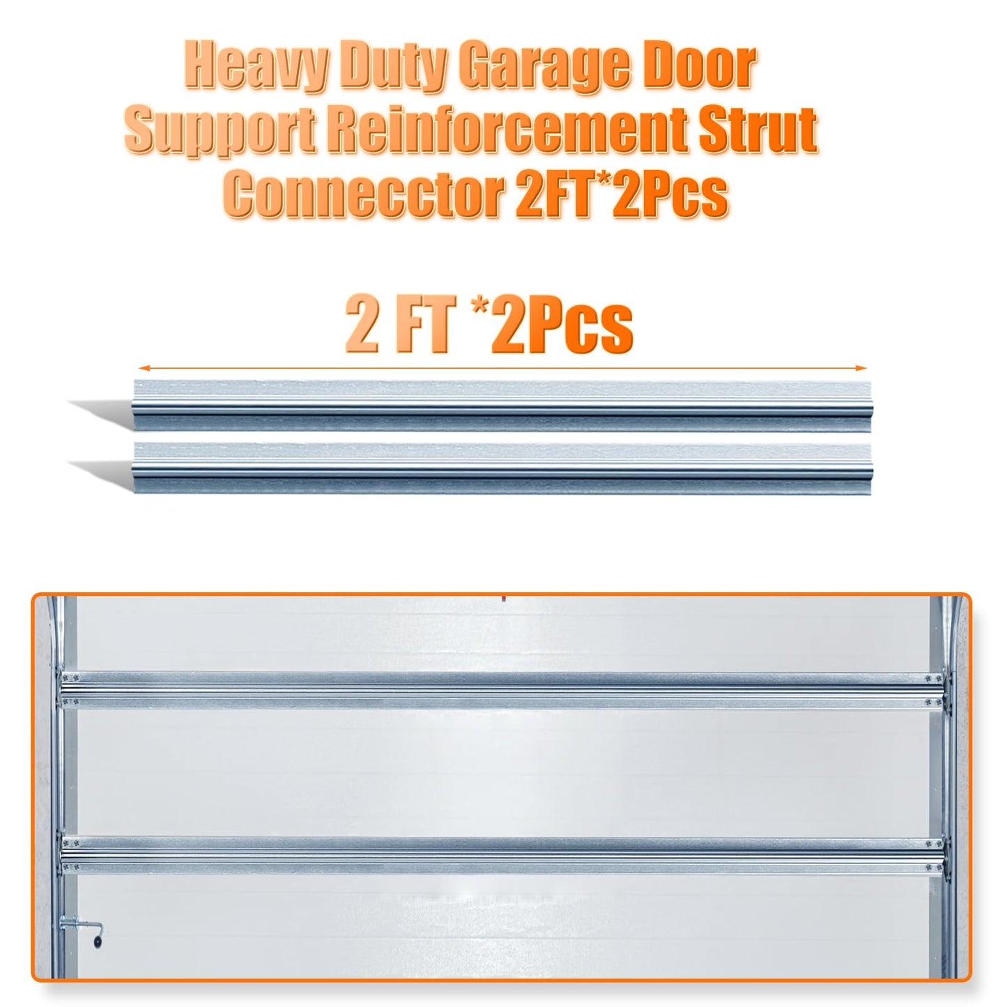 LAJIAOZ Garage Door Strut Connector-Heavy Duty Support Reinforcement Kit, Openers Replacement Parts for Garage Door (Door Strut Connector 2FT*2Pcs)