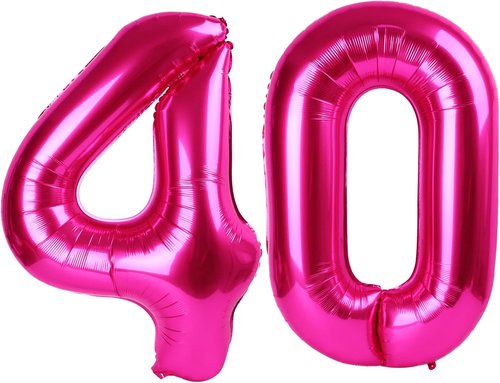 Hot Pink Number 40 Balloon - 40 Inch Birthday Decoration for 40th Celebration | Perfect for Women