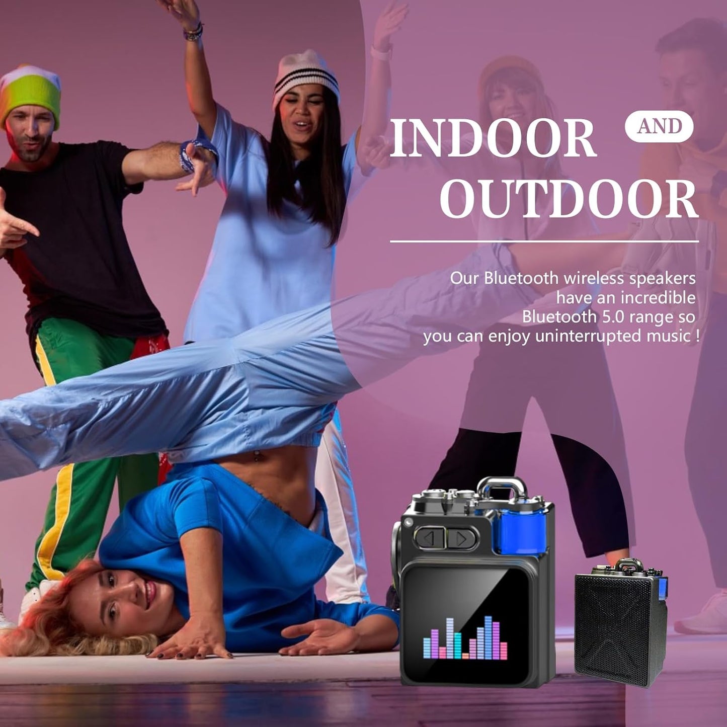 bosta Portable Bluetooth Speaker with Touch Screen, Wireless Stereo Pairing, Wild Mini Rugged Travel Outdoor Speaker