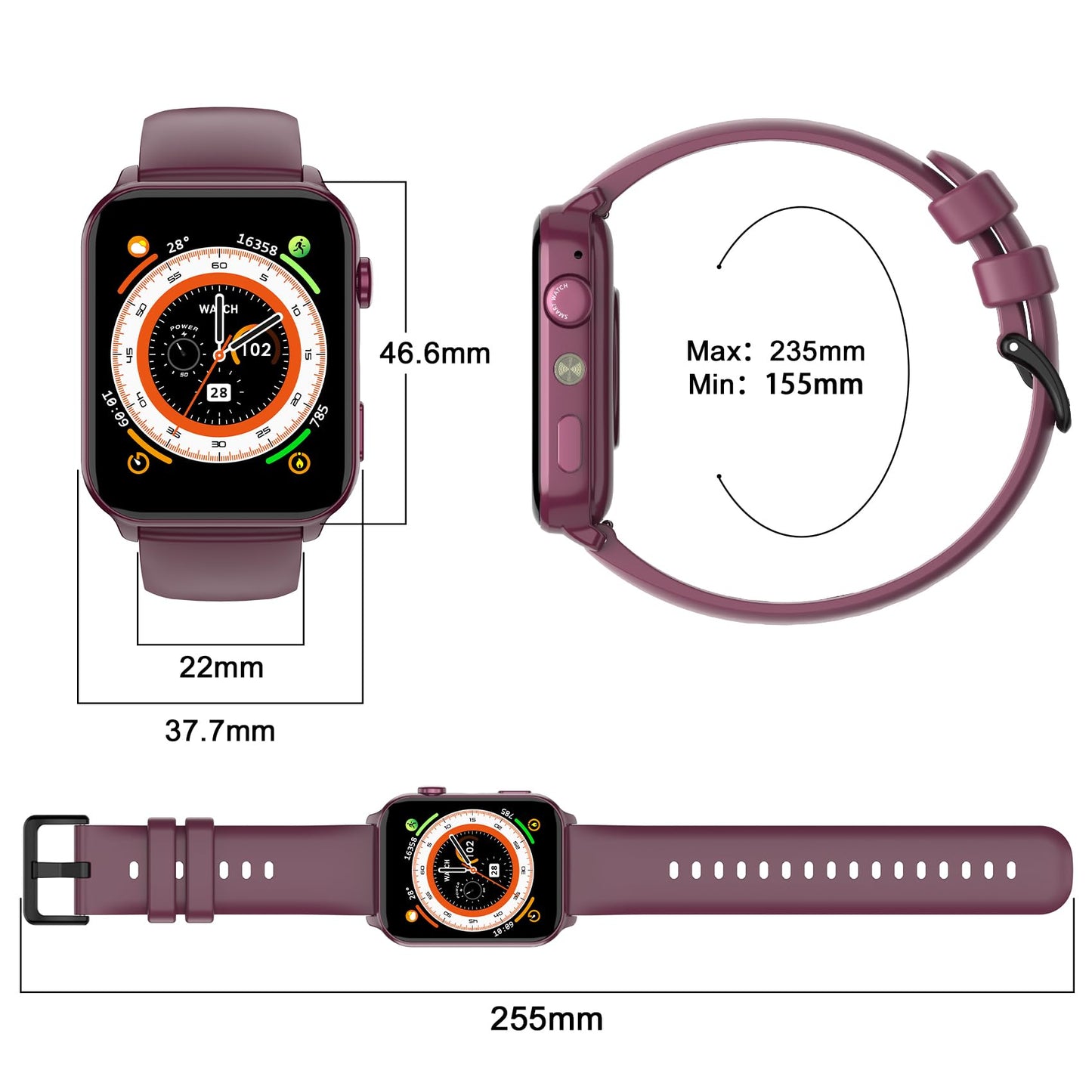 Blackview Smart Watch for Women,1.91" HD Touchscreen Fitness Watch with Flashlight, Bluetooth Notifications/Make Calls, Heart Rate/Sleep Monitor/2 Straps, Fitness Watch for Android/iPhone