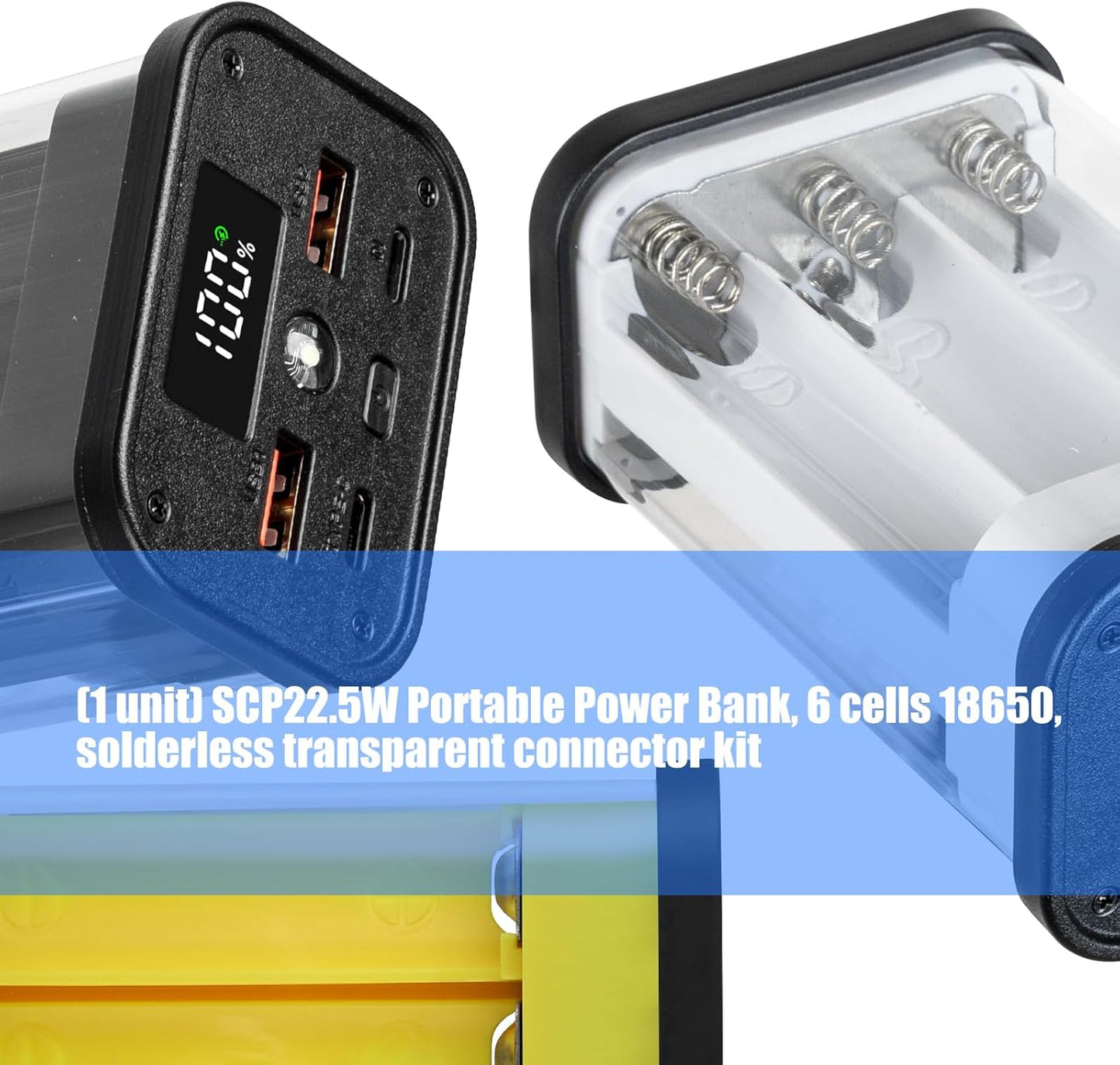 Generic 6 22.5W Slot Battery Power Bank Case, DIY Empty Charger Shell Kit, Removable Battery Holder for Secure Mobile