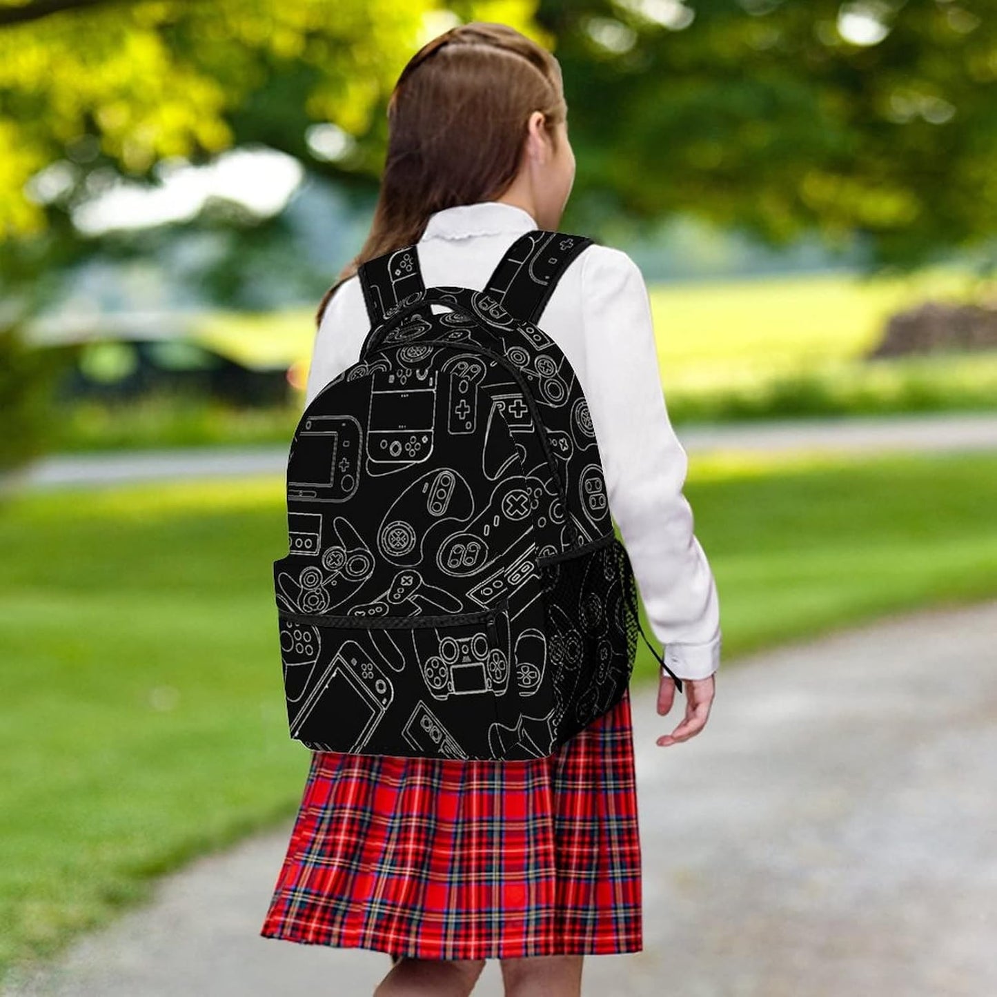 Fiokroo Backpack Backpacks Daypack Video Game Controller Black Background School Bag For Students Teens Men Women
