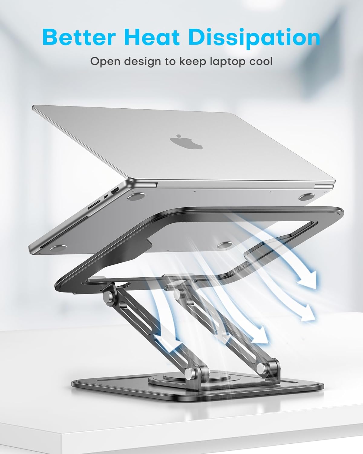LOXP 360 (10-16") Adjustable Laptop Stand, Computer Stand with Rotating Base, Ergonomic Laptop Riser Mount for Desk