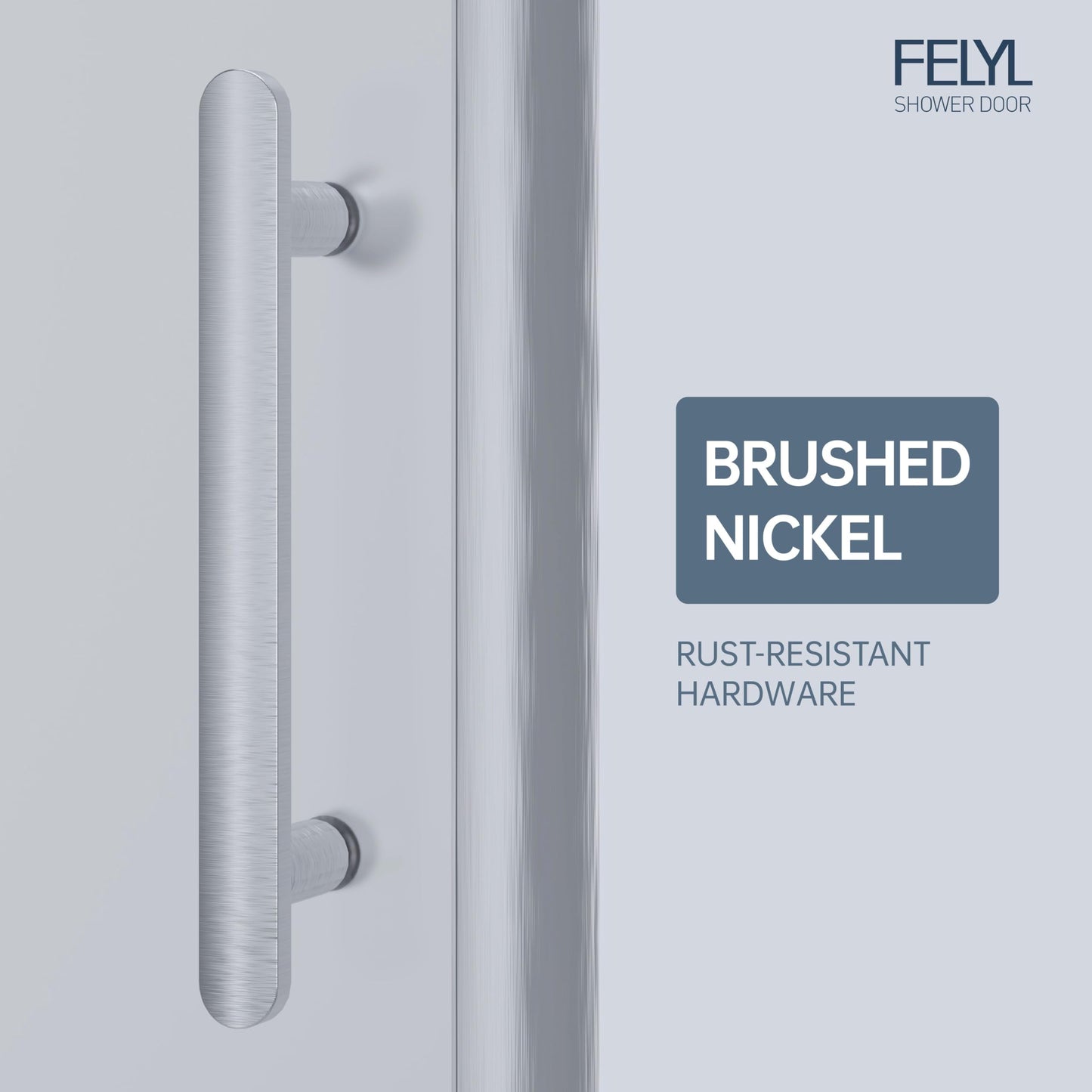 FELYL Frosted Sliding Shower Door 43-48" W x 72" H, Brushed Nickel, Single Sliding Door, Framed, 1/4" (6mm) SGCC Tempered Glass, Reversible Installation