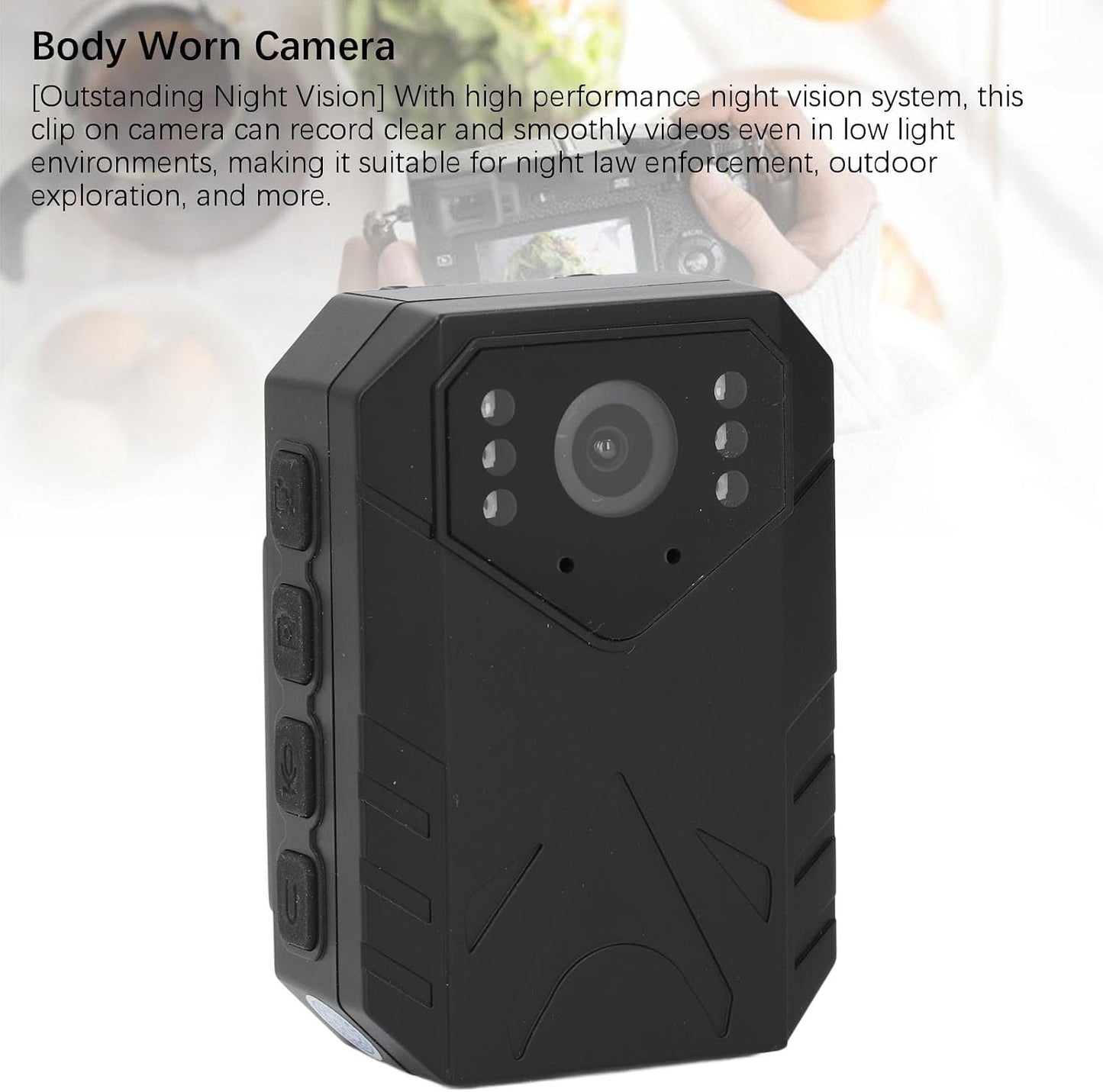 Yunseity 4K 2 Inch Body Camera, Body Worn Camera Law Enforcement Camera with TFT Color Screen, Night VisionVideo