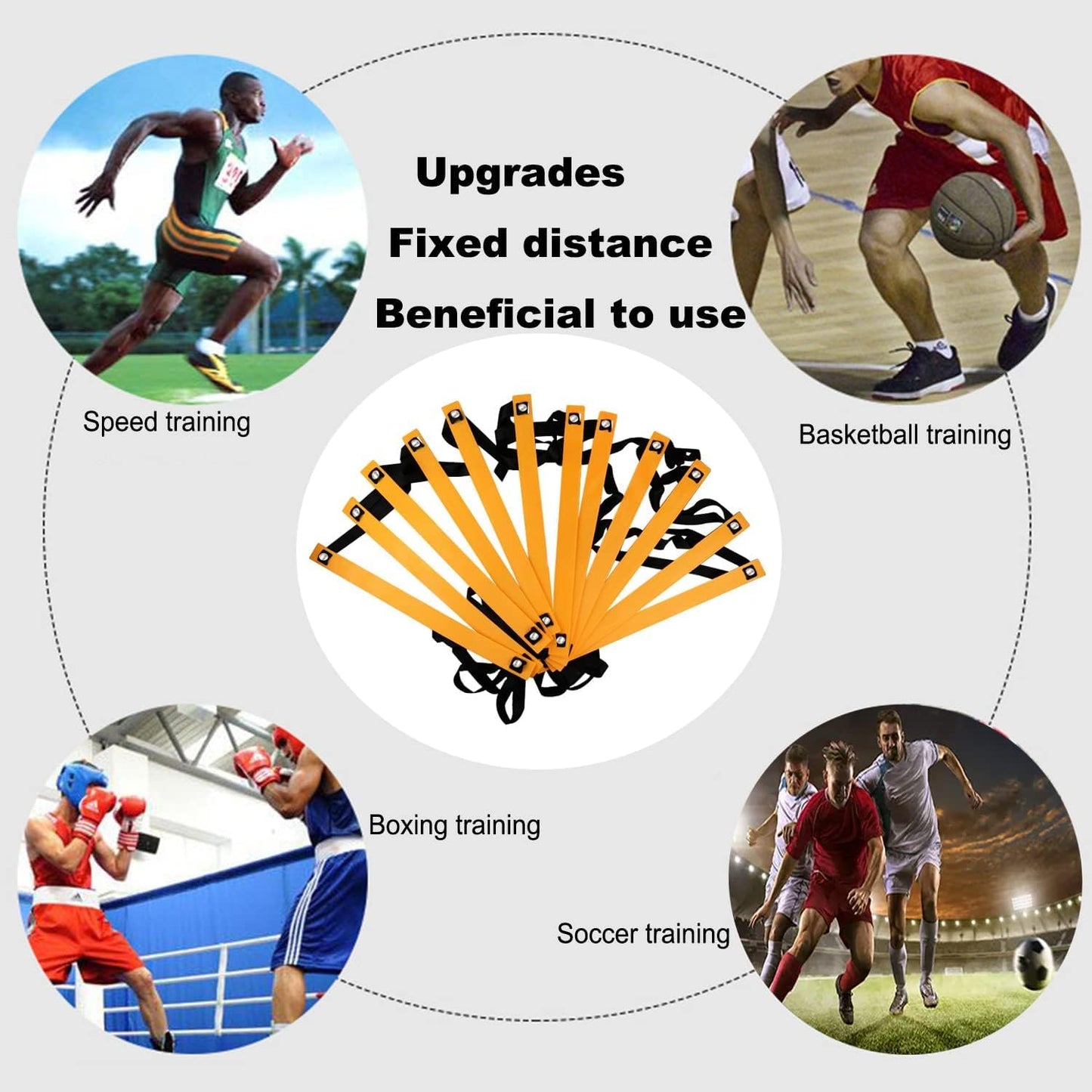 ENDIESS Agility Ladder Set 20ft, 4 Hurdles, 12 Soccer Cones, Jump Rope & Running Parachute - Speed Agility Training Equipment for Soccer Fitness Kids Youth Adults