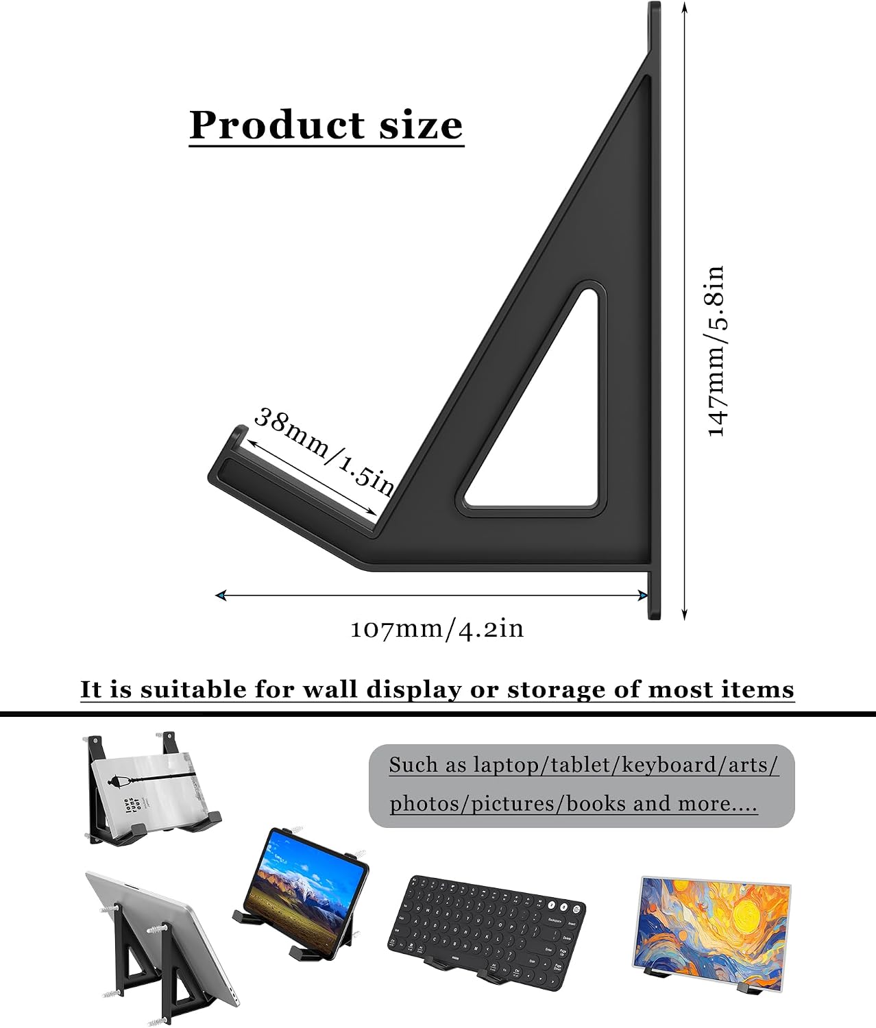 Universal Wall Mount Storage Organizer for Keyboard/Laptop/Tablet, Wall Display Rack Holder for Electronics, Compatible