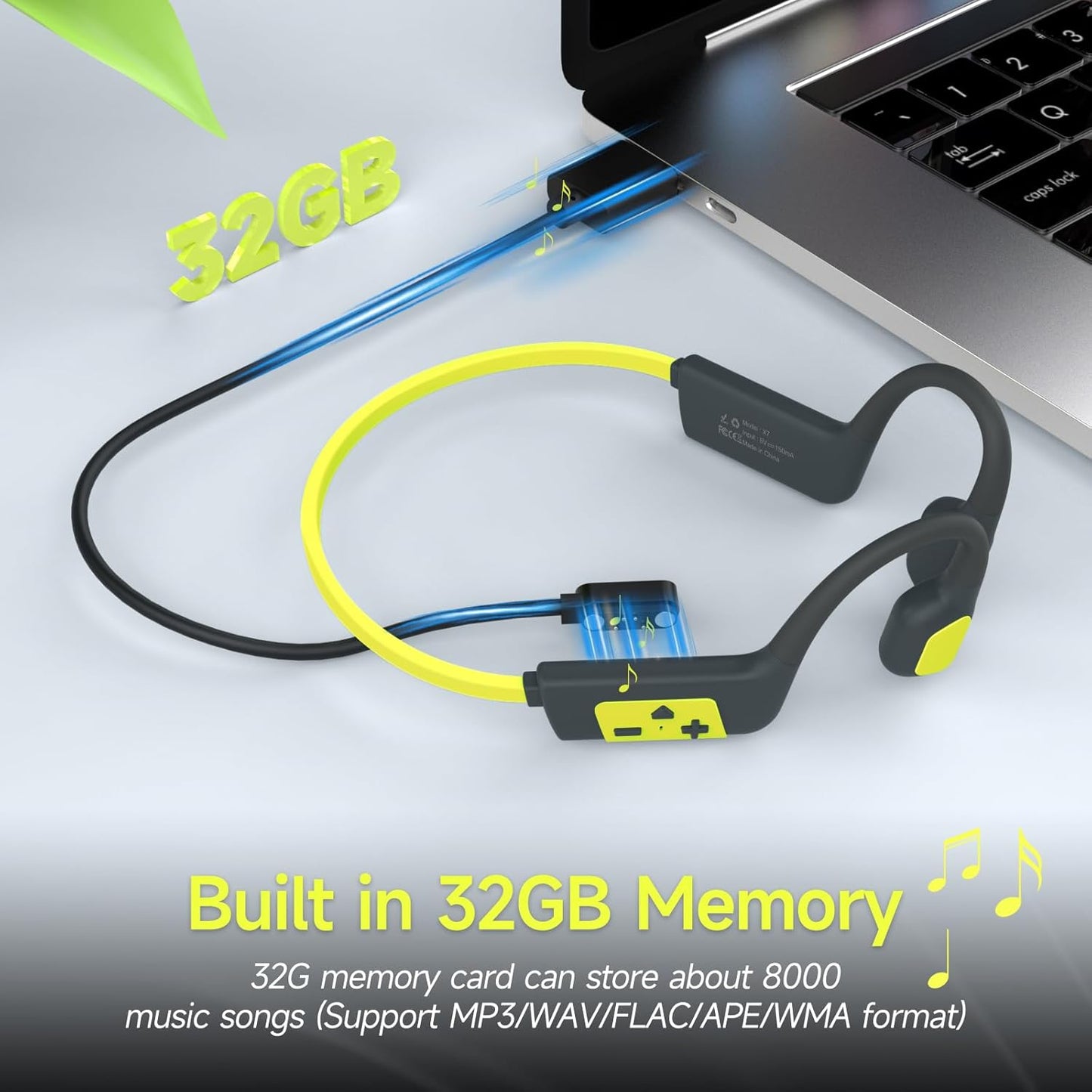 Swimming IP68 5.4,Open 32GB MP3 Swimming IFECCO Headphones Underwater - Waterproof Bone Conduction Headphones Bluetooth