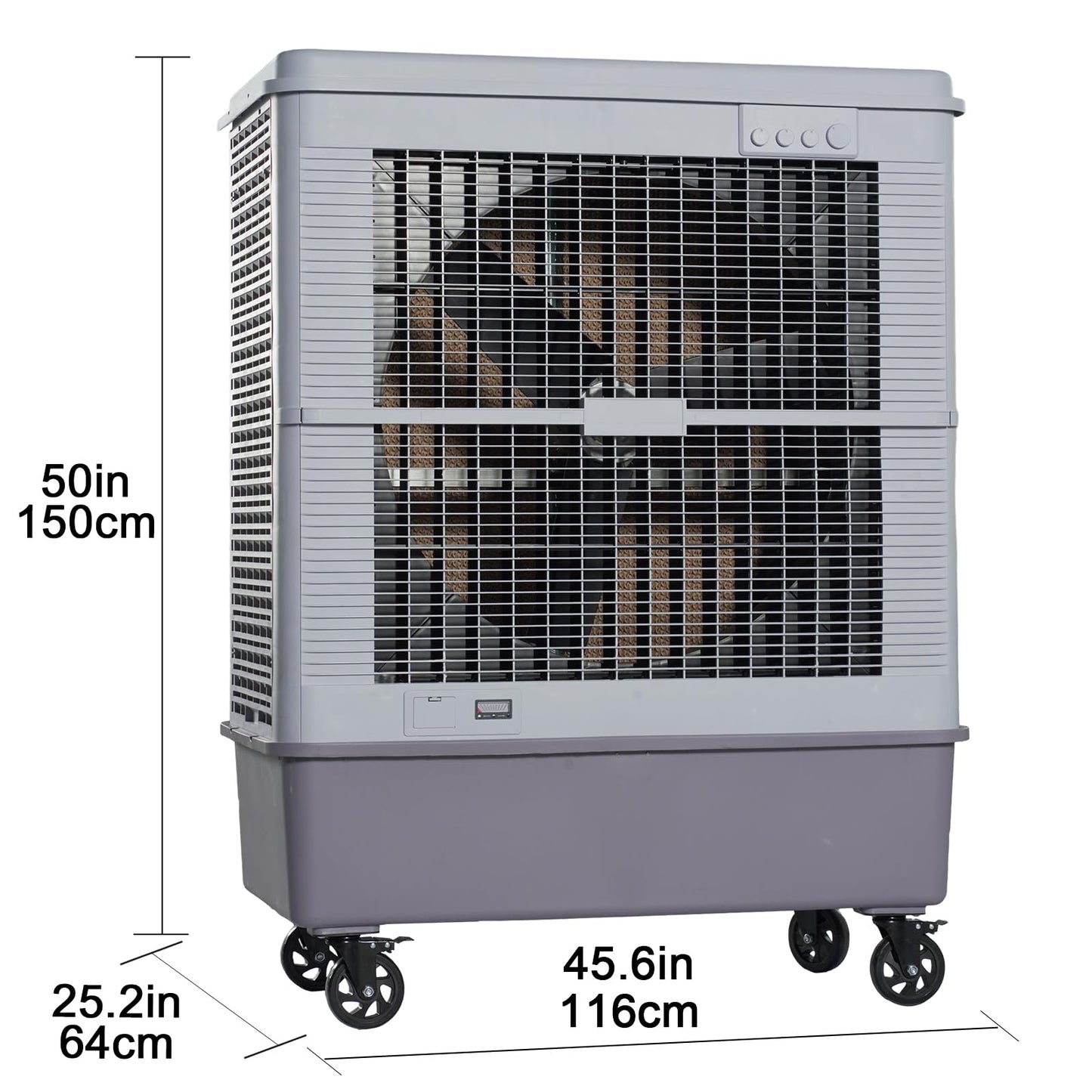 YougetTech 59'' 12000CFM Swamp Cooler, 42.3Gal Evaporative Air Cooler for Garage Yard Patio, 7-Speed 90° Oscillation, Grey
