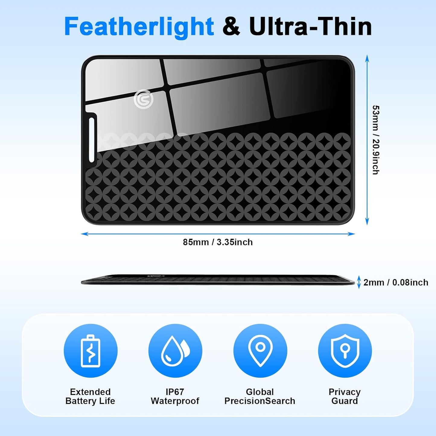 Trendia IP68 Compatible with AirTag Wallet Tracker, Smart Card Finder, Apple MFi Compatible (iOS Only), App Controlled
